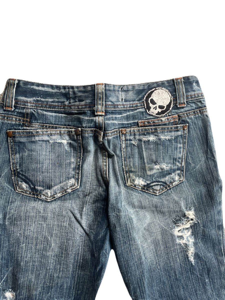 If Six Was Nine 2000s Japanese archive Distressed Skull Patch Flare Jeans Size US 30 / EU 46 - 6 Thumbnail
