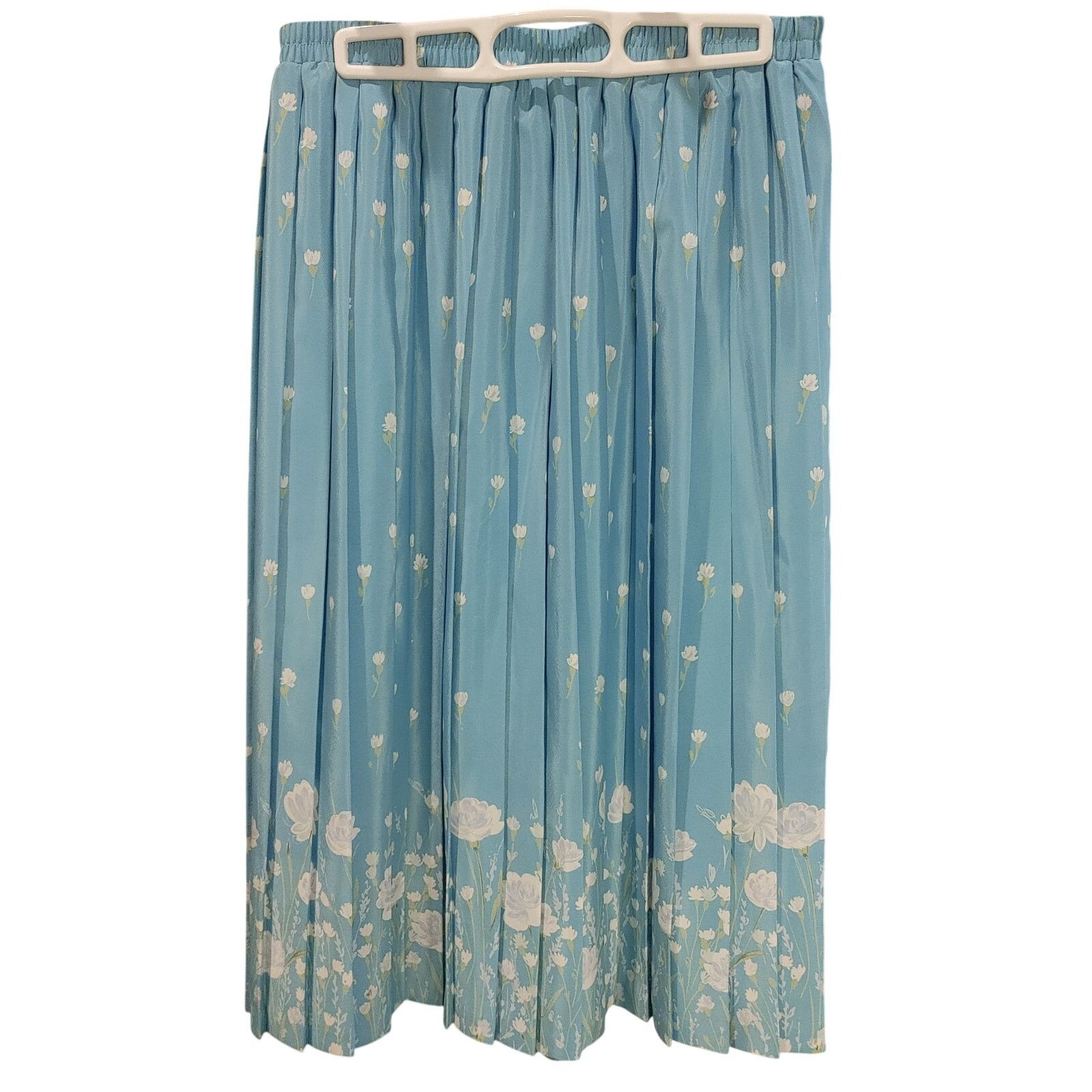 Other Leslie Fay Petites 14P Robins Egg Blue White Floral Skirt Size 36" / US 14 / IT 50 - 1 Thumbnail