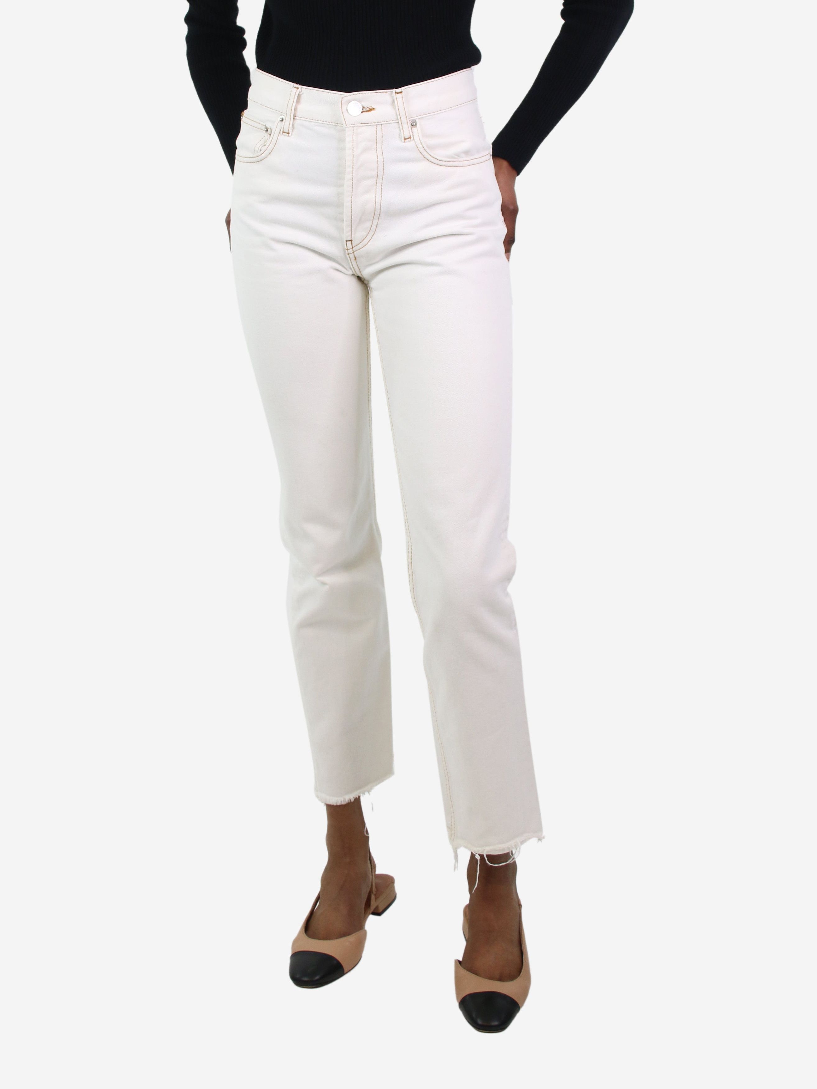 image of Anine Bing White Straight-Leg Distressed Jeans - Size W25, Women's