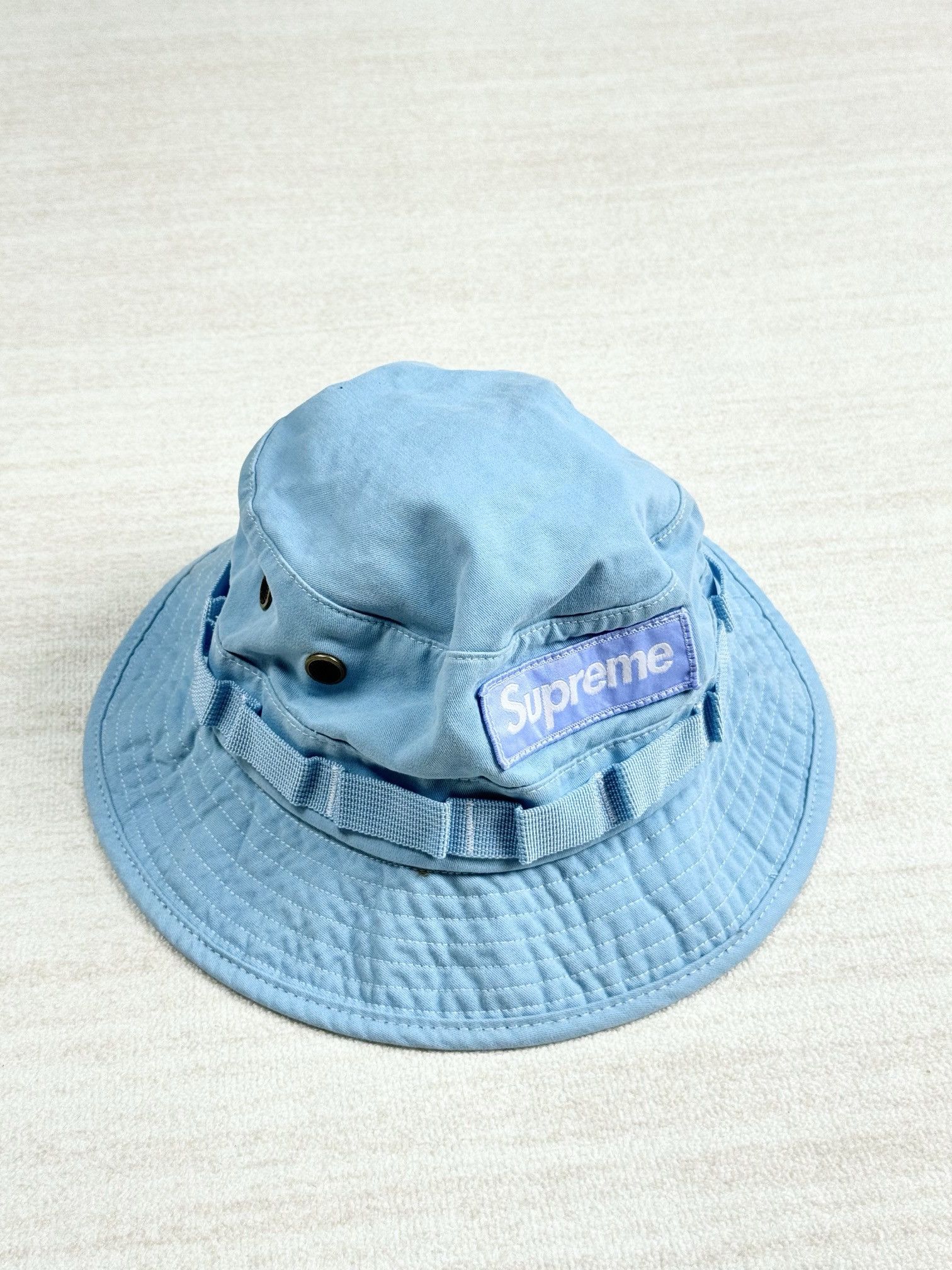 supreme Cutout Crusher Hat SMサイズ　ブルー NWT Supreme NY Webbing Logo Bucket Hat Crusher Black Men's S
