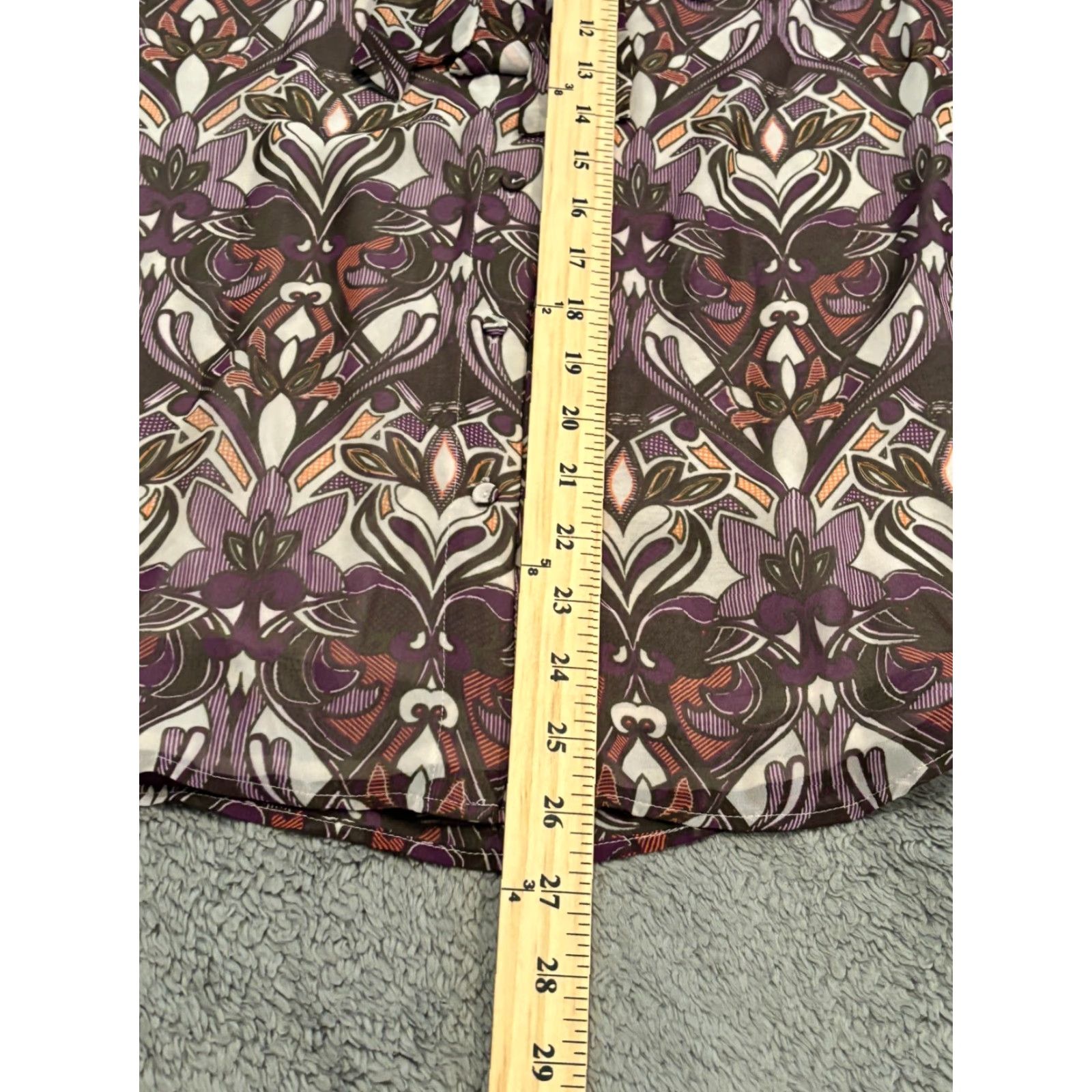 Vintage Daniel Rainn Blouse Womens L Purple Paisley Bohemian Peasant Long Sleeve Satin Polyester Chiffon Shirt Size L / US 10 / IT 46 - 5 Thumbnail