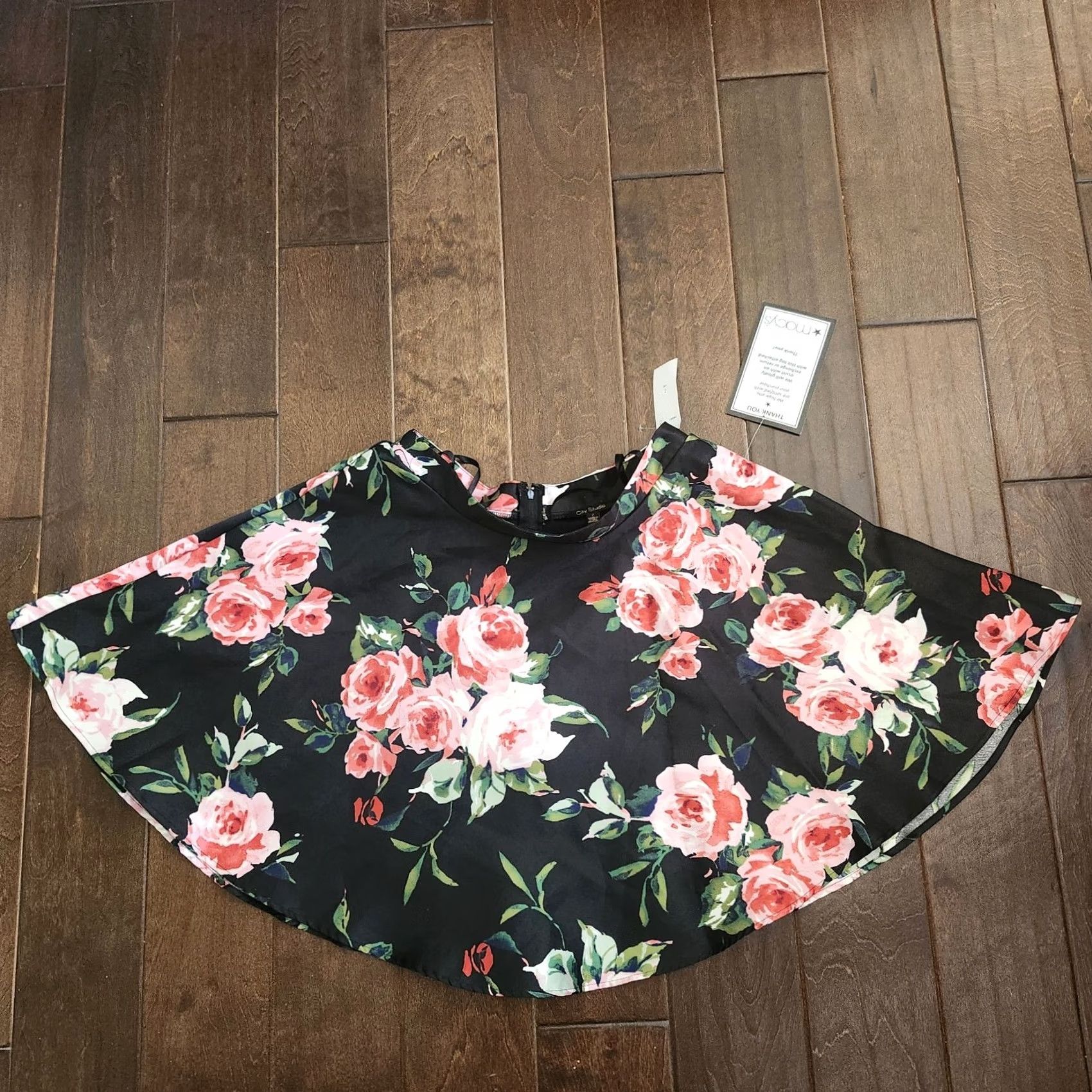 Vintage VINTAGE? City Studio ROSE Black Rose Floral Party Dress Skirt - Size 7 Size 28" / US 6 / IT 42 - 2 Thumbnail