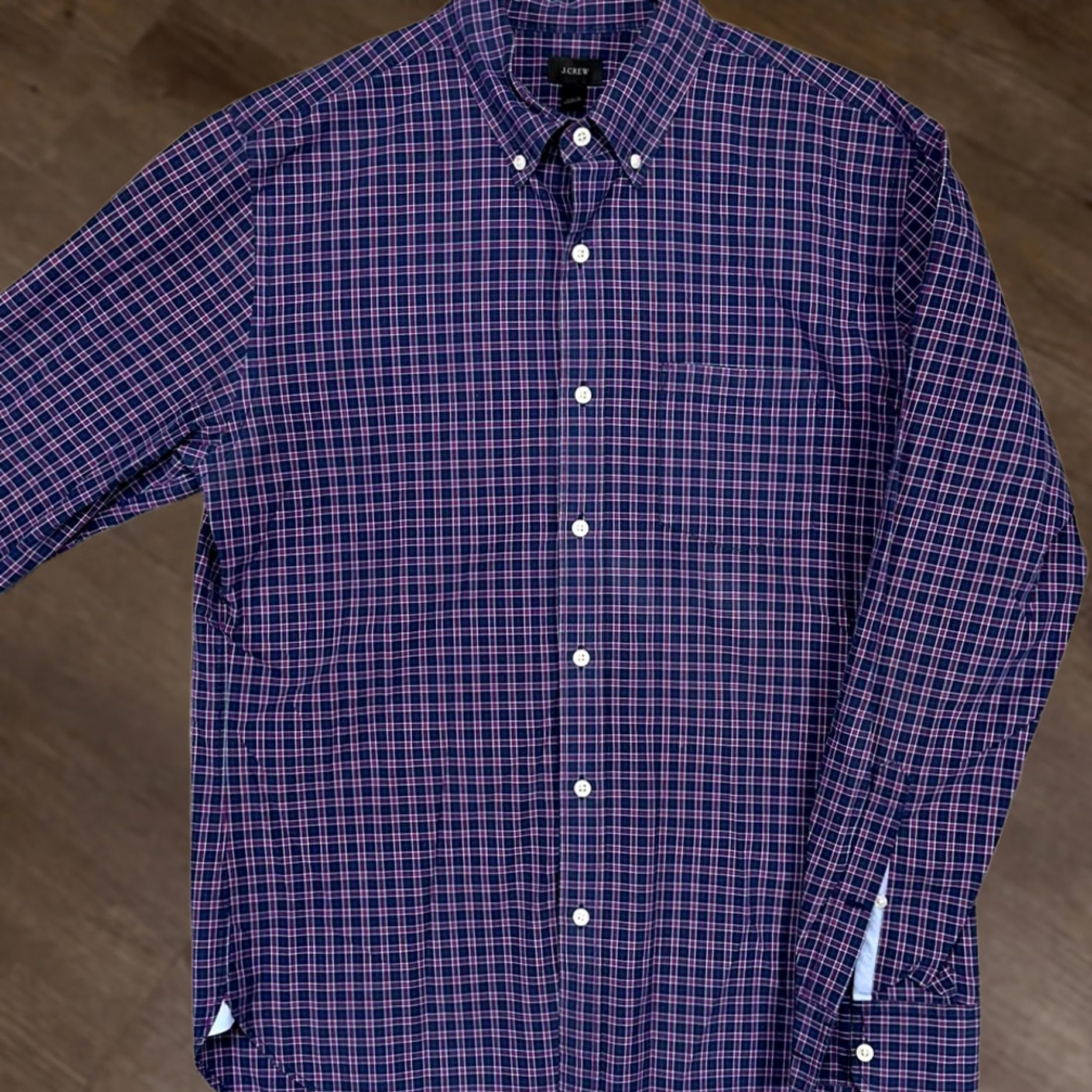 Vintage J Crew Button Down Shirt Mens Medium Blue Red Plaid Long Sleeve Pocket Cotton Size US M / EU 48-50 / 2 - 1 Thumbnail
