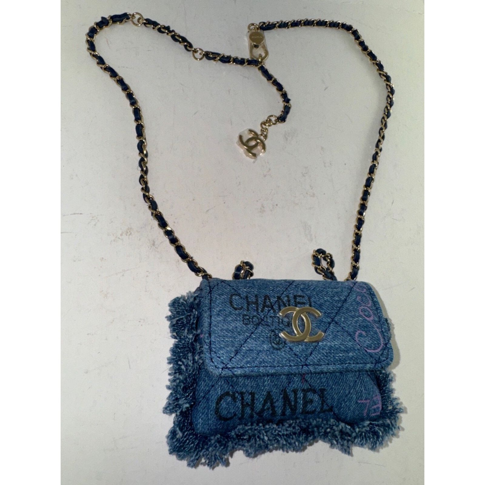 Chanel Chanel Black Pink CC Logo Frayed Credit Card Belt Bag Size ONE SIZE - 13 Thumbnail
