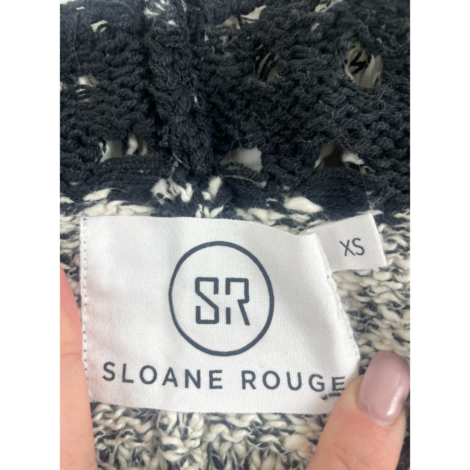 Vintage Sloane Rouge Sweater Women's XS Black Fringe Pullover Knit, Pullover, NEW, Fringe, Black White, XS, Sloane Rouge, Sweat... Size XS / US 0-2 / IT 36-38 - 7 Thumbnail