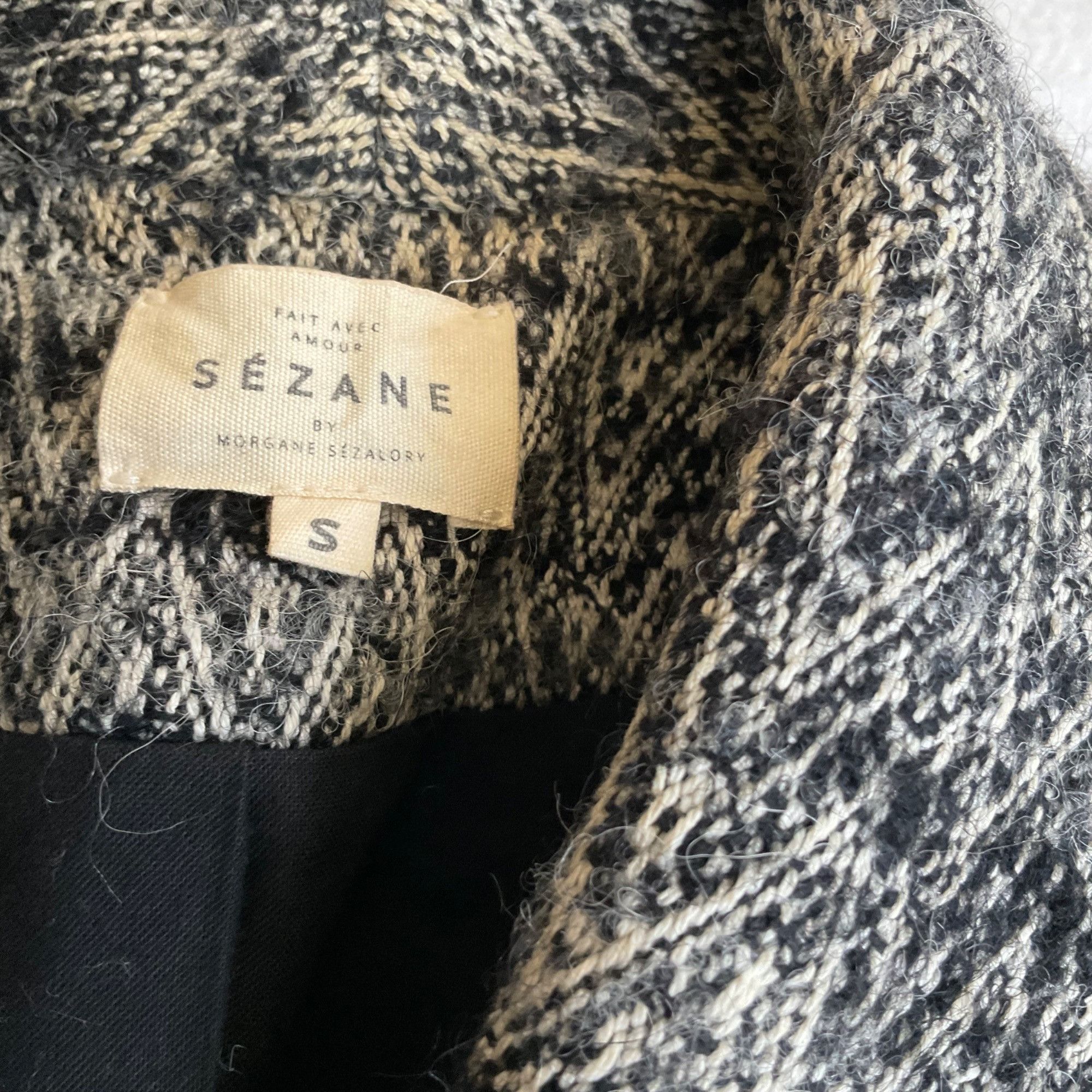 Sezane Sezane black gray tweed coat blazer wool jacket SZ S bust 35 Size XS / US 0-2 / IT 36-38 - 6 Thumbnail