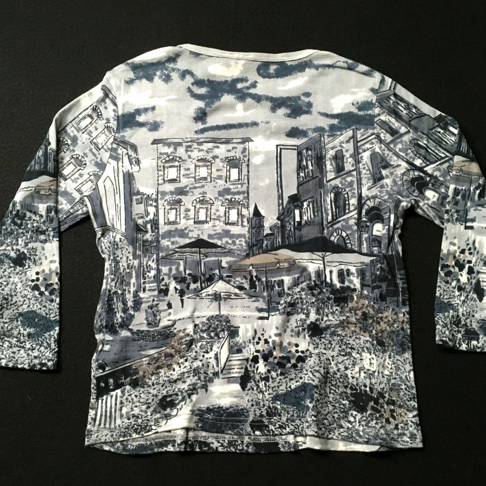 Vintage Womens large round Neck Rhinestones city life graphic long sleeve designer Size L / US 10 / IT 46 - 7 Thumbnail