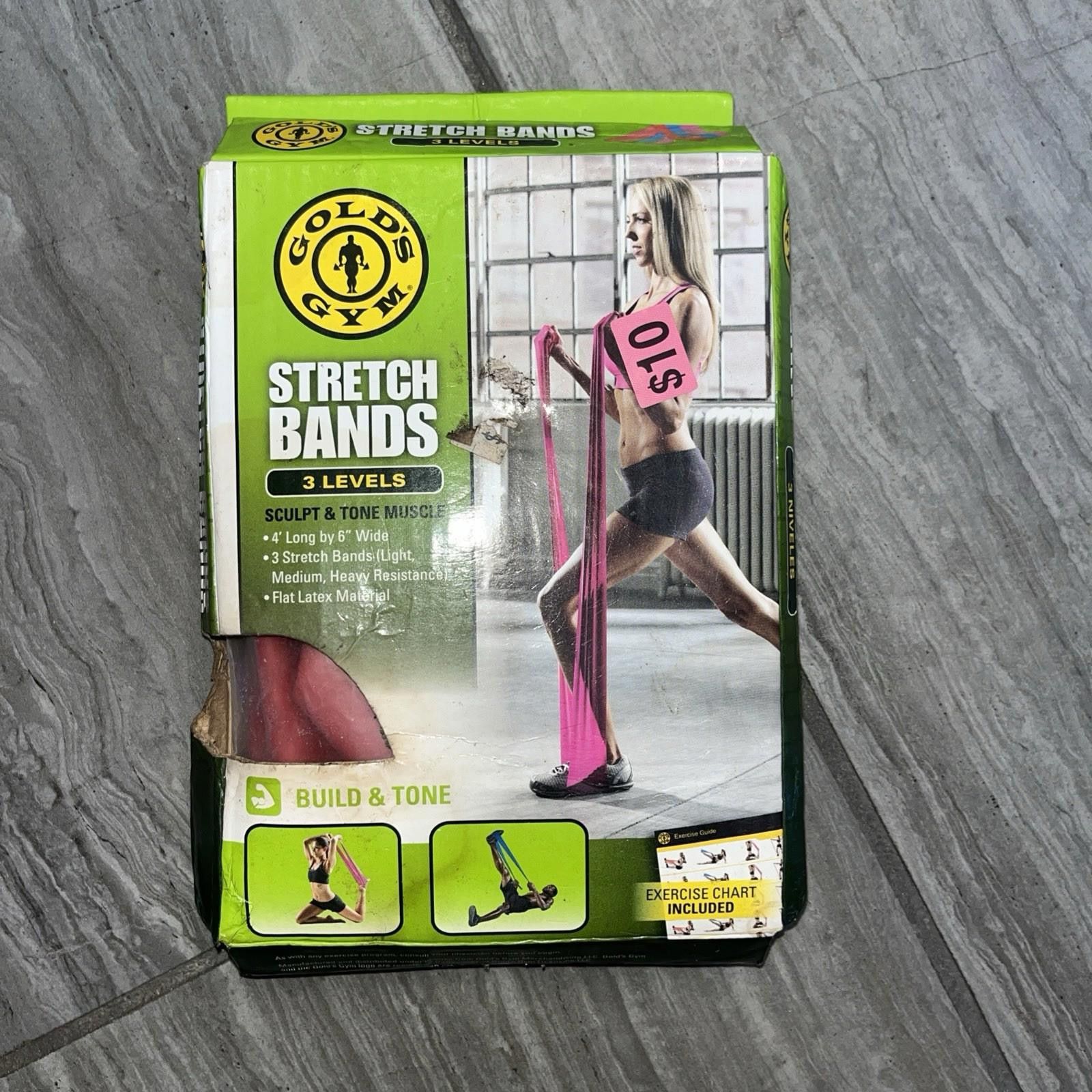 Other Gold's Gym Stretch Bands 3 Levels 4' Long 6" Wide Each Latex Size ONE SIZE - 1 Thumbnail