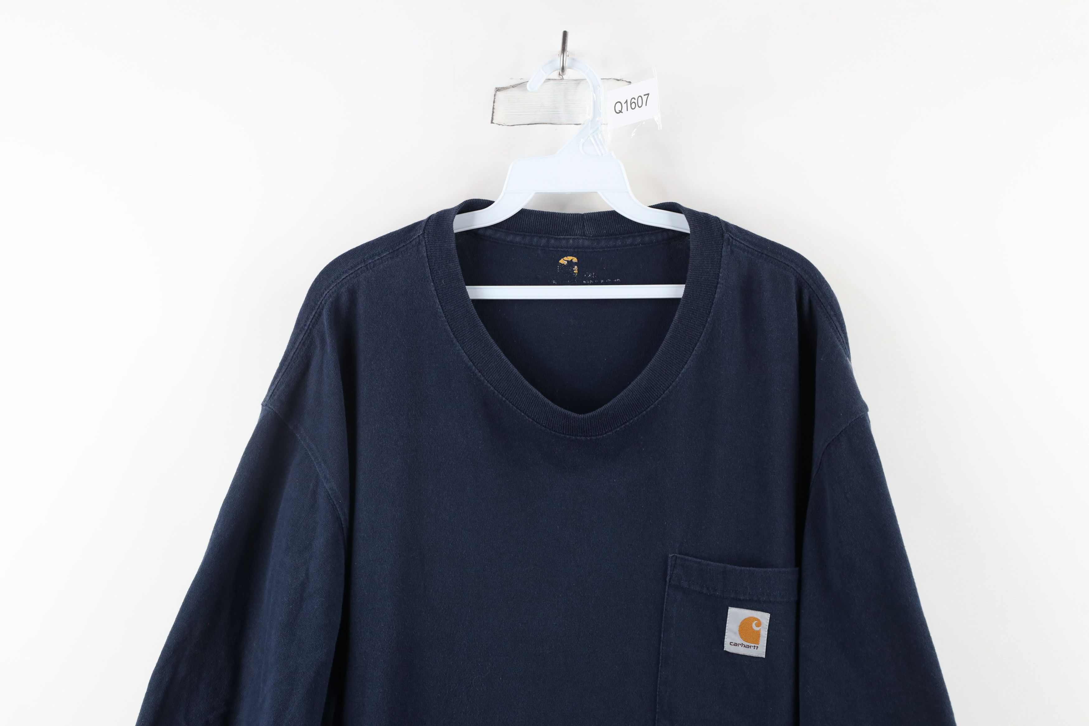 Carhartt × Vintage Vintage Carhartt Spell Out Heavyweight Pocket T-Shirt Blue Size US XXL / EU 58 / 5 - 2 Thumbnail