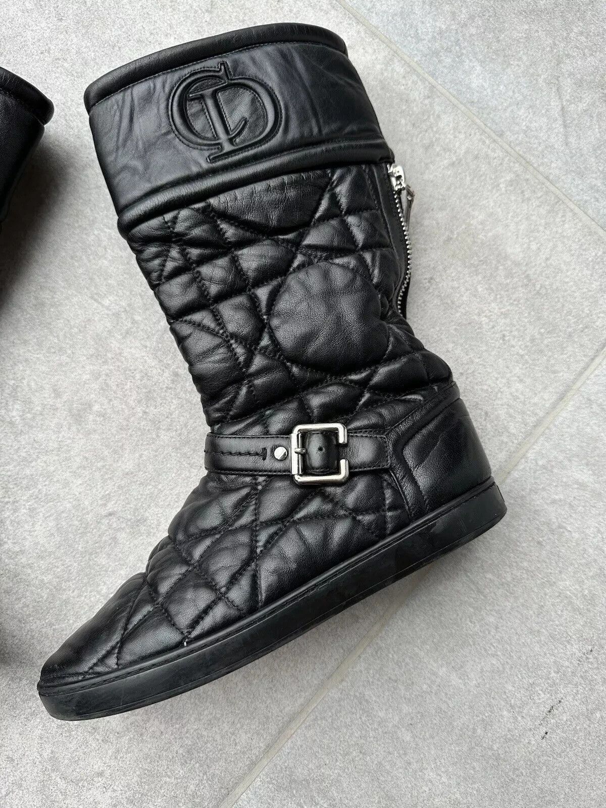 Dior CD Christian DIOR vintage women soft leather QUILTED BOOTS Size US 7.5 / IT 37.5 - 24 Thumbnail