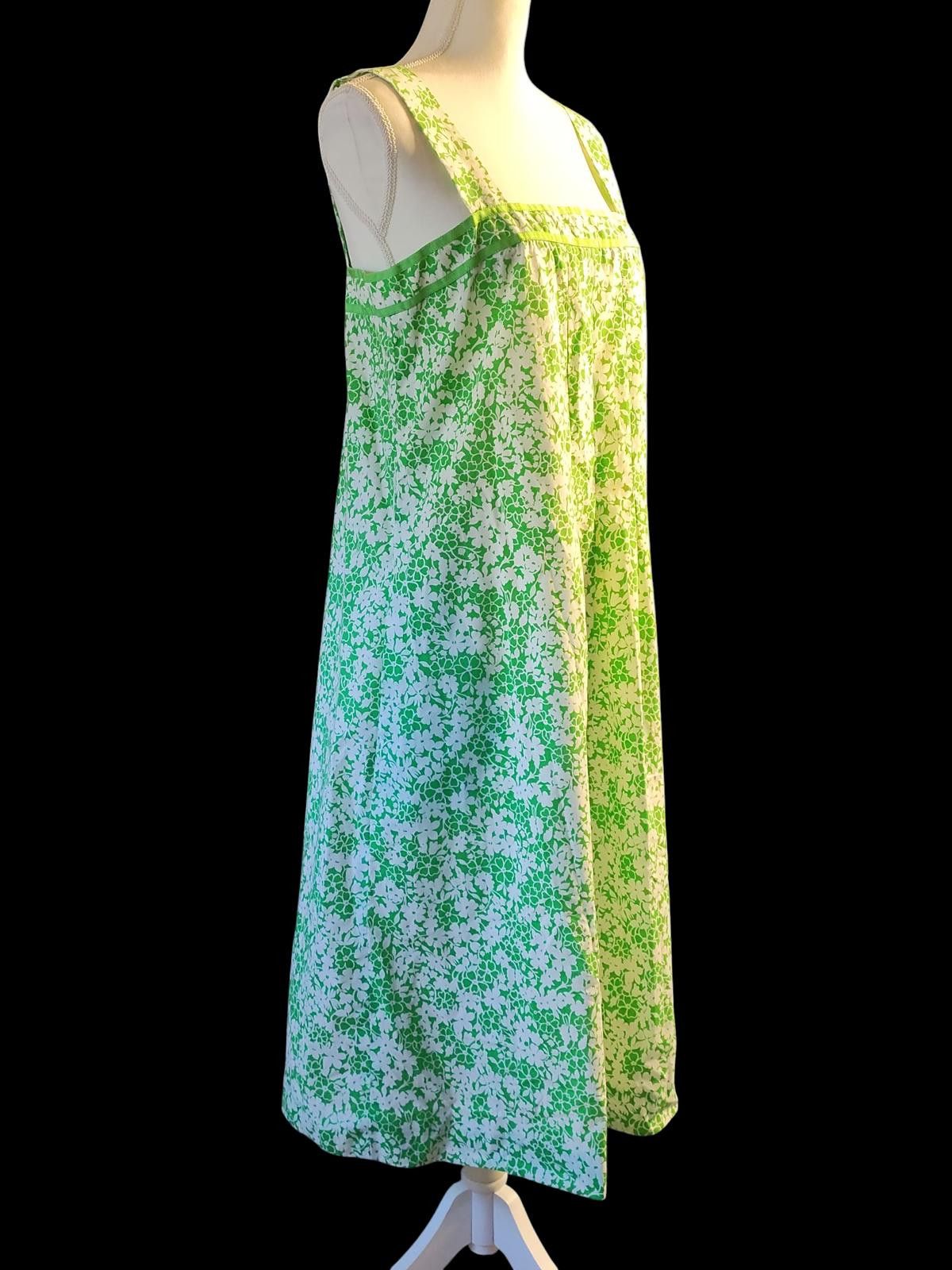 Other SunTanner Green and White Floral Women's Sundress Size XL / US 12-14 / IT 48-50 - 4 Thumbnail