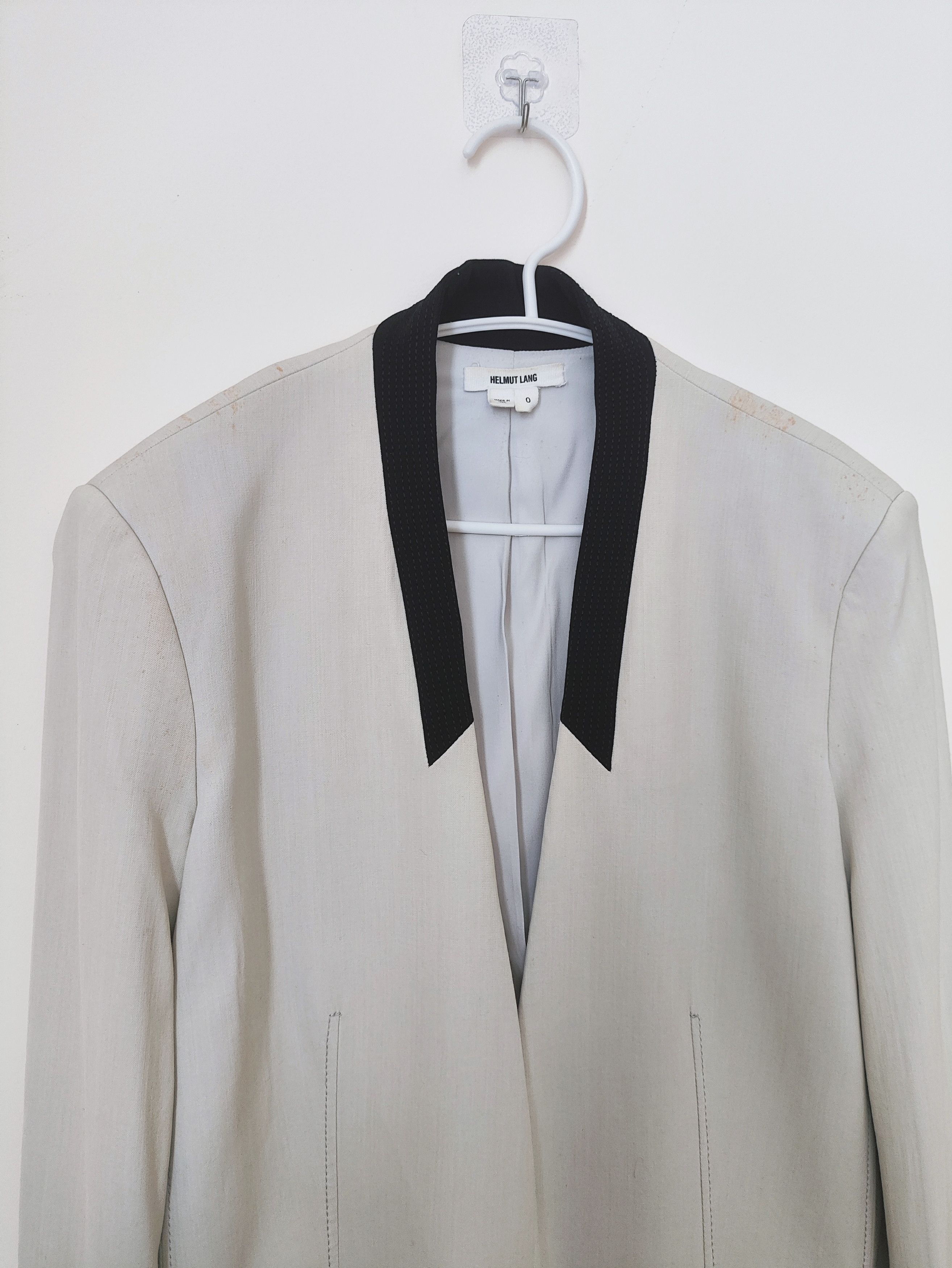 Helmut Lang FW12 Runway black collar white suit jacket Size XS / US 0-2 / IT 36-38 - 3 Thumbnail