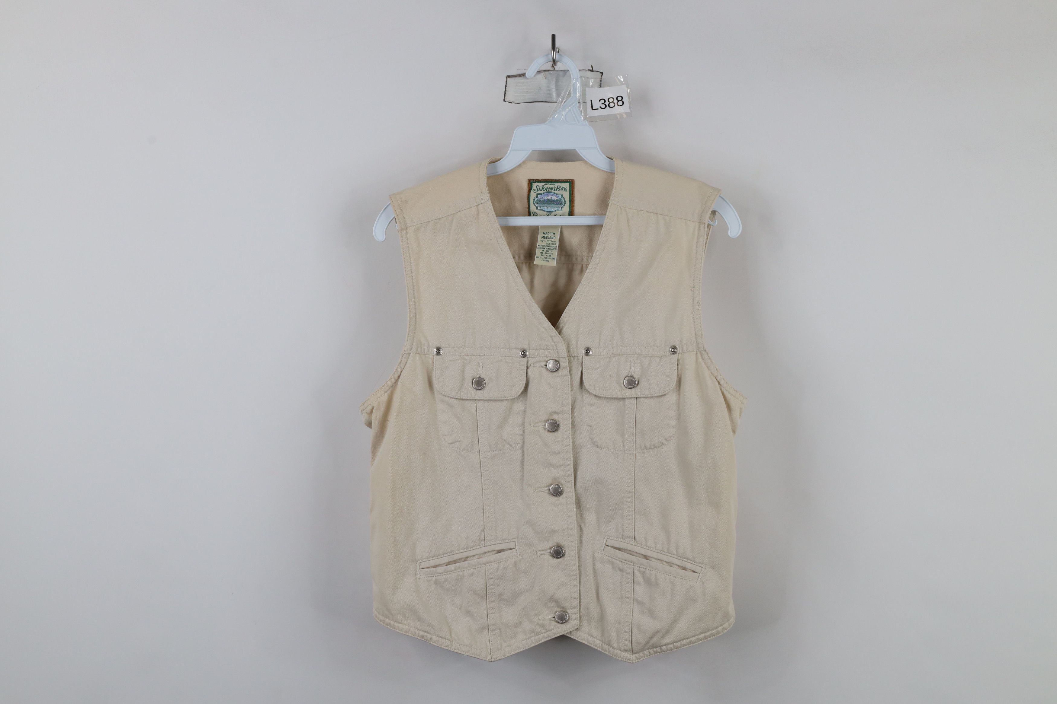 Vintage Vintage 90s Streetwear Chino Button Vest Jacket Beige Size M / US 6-8 / IT 42-44 - 1 Thumbnail