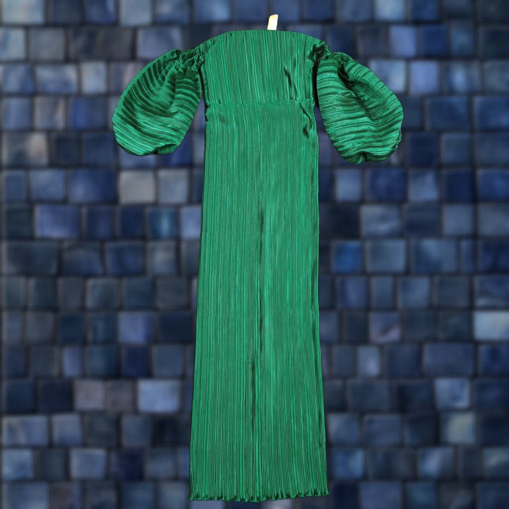 Vintage L'IDÉE Dress Womens XS Emerald Green Off Shoulder Pleated Maxi Gown BHLDN New Size XS / US 0-2 / IT 36-38 - 1 Thumbnail
