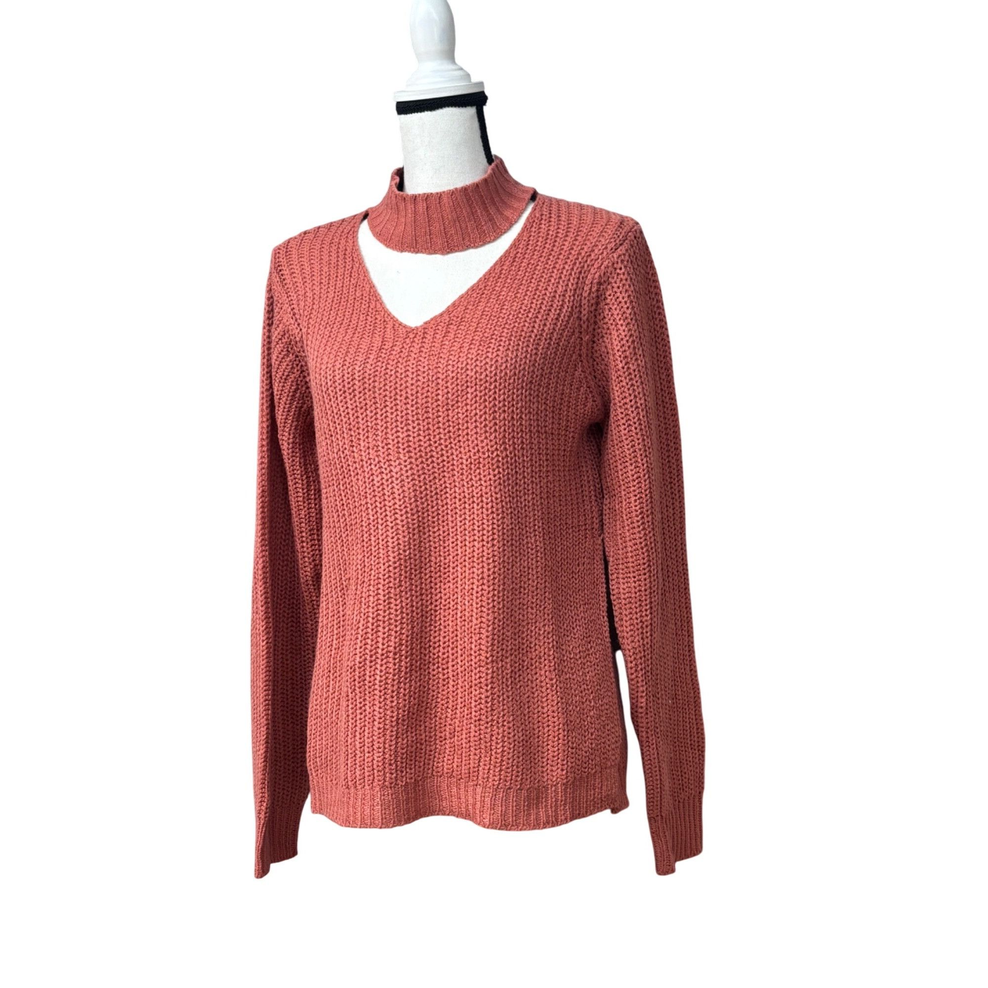Other Planet Gold Junior’s V-neck chocker Side Slits Sweater, Sz. Size M / US 6-8 / IT 42-44 - 10 Thumbnail