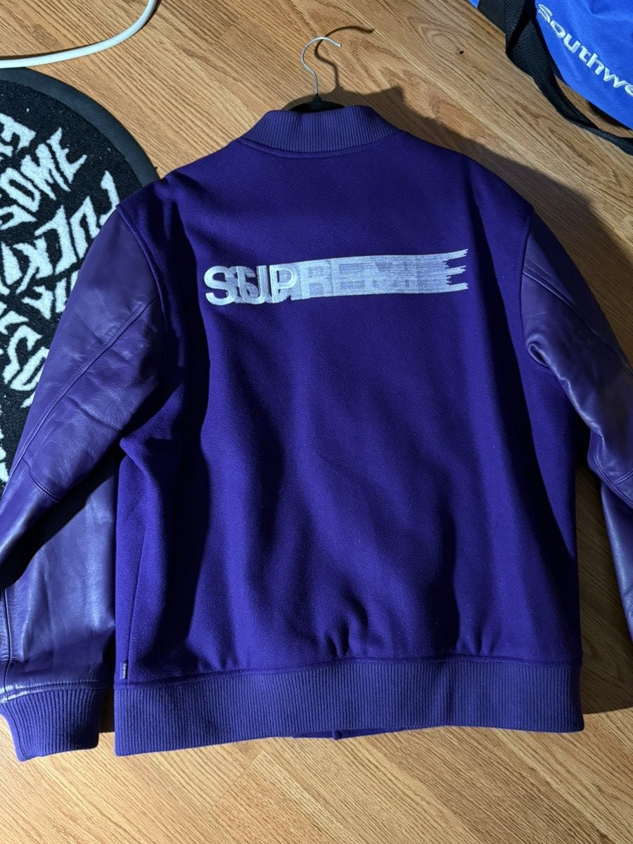 Supreme Supreme Motion Logo Varsity Jacket Purple XL Size US XL / EU 56 / 4 - 2 Thumbnail