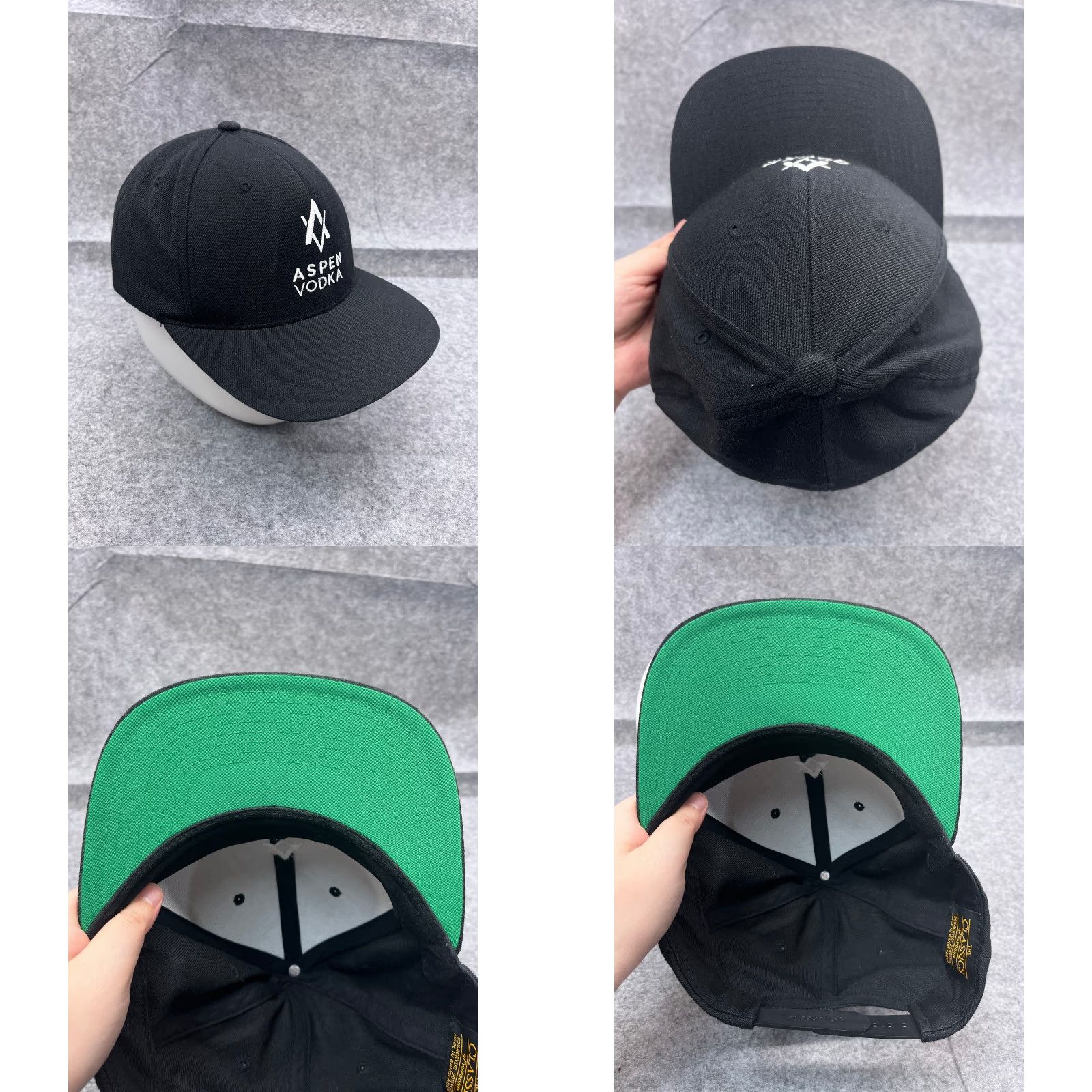 Vintage Yupoong Aspen Vodka Hat Cap Snap Back One Size Black Acrylic Wool Blend Adult Hats Mens Logo Outdoor Skate Cap Size ONE SIZE - 8 Thumbnail