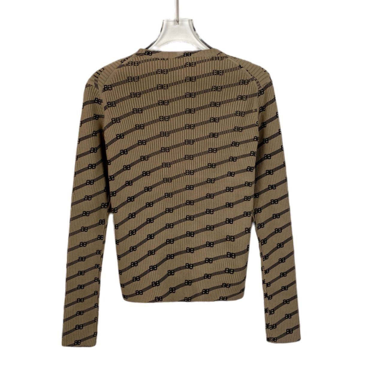 Balenciaga Balenciaga XS Brown Knit Logo Print Sweater Viscose & Polyes Size XS / US 0-2 / IT 36-38 - 7 Thumbnail