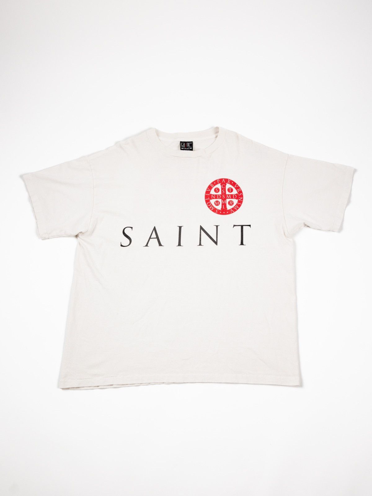 image of Saint Michael Red Circle Tee in Off White, Men's (Size 2XL)