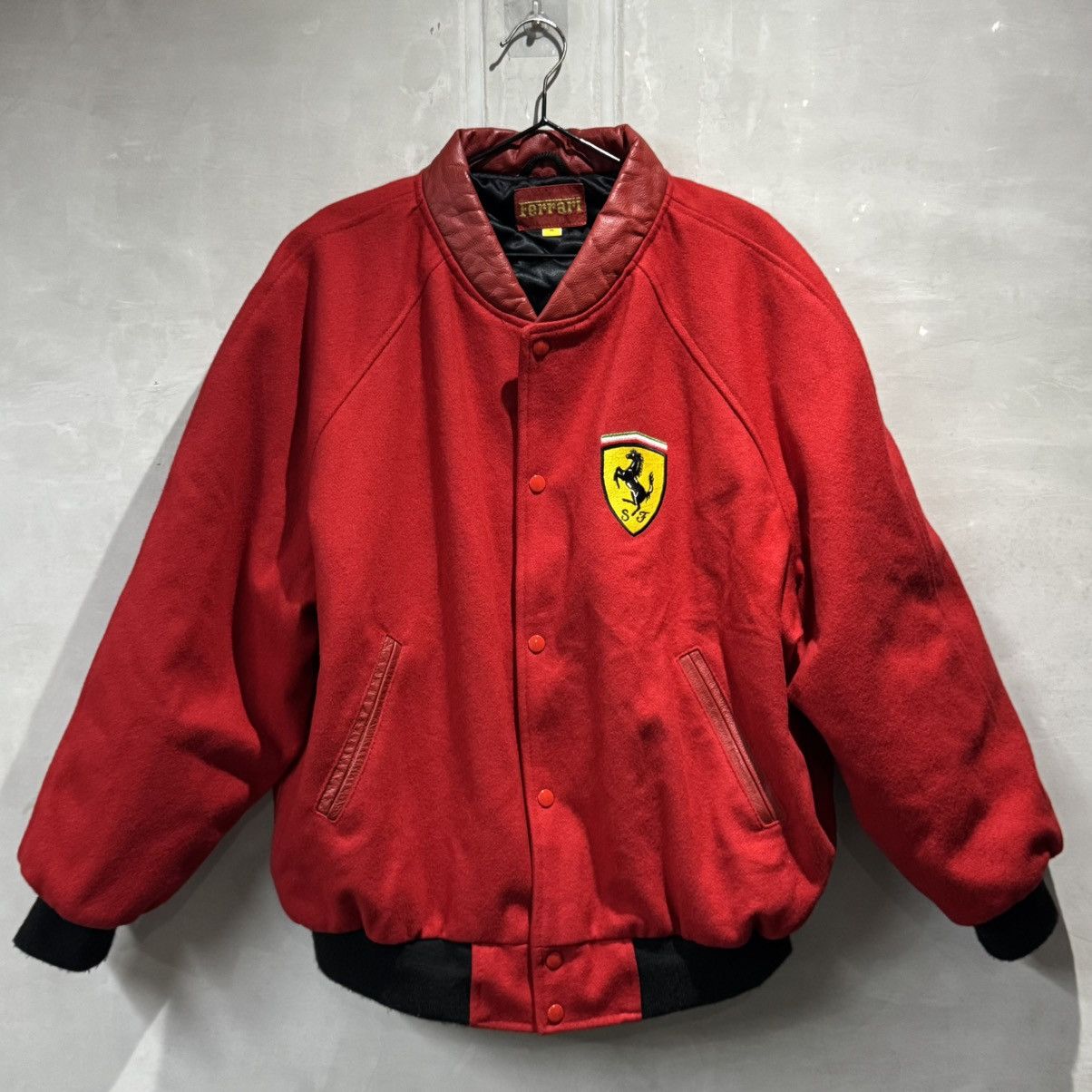 Ferrari vintage 90s scuderia ferrari wool leather varsity jacket Size US XL / EU 56 / 4 - 10 Thumbnail