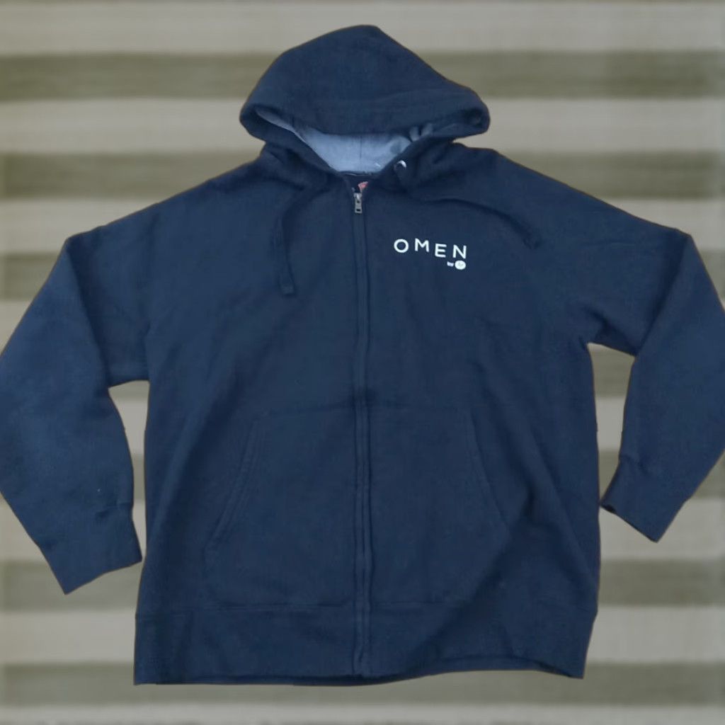 Hanes Omen HP Gaming Laptop Full Zip Hoodie Sweatshirt Black L Men