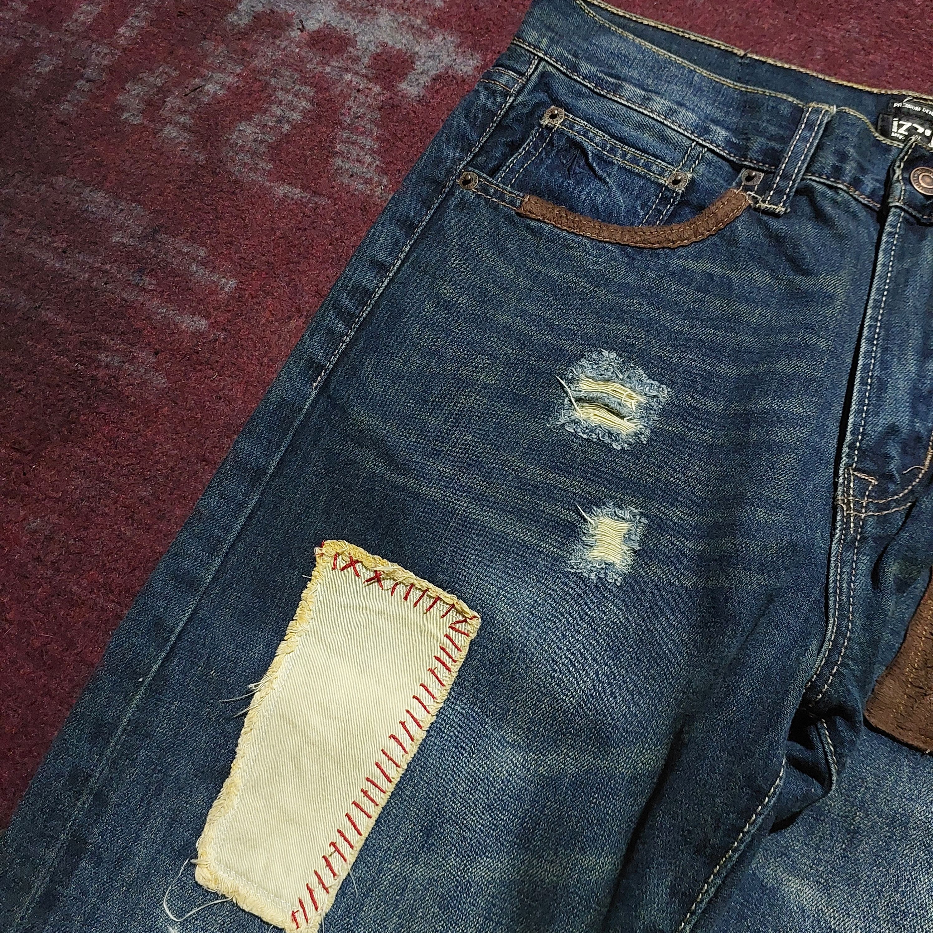 izzue Izzue Japan patchwork blue denim Size US 33 - 8 Thumbnail