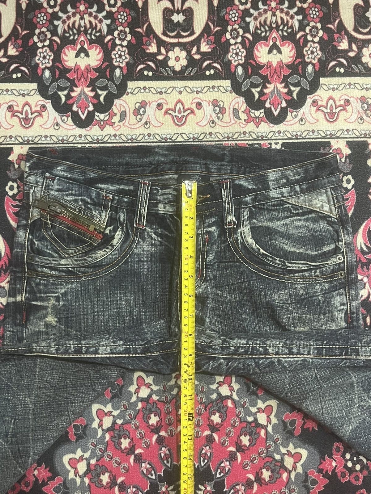 semanticdesign Japan Semantic Design Dark Washed Cracked Fringe Flare Jeans Size US 32 / EU 48 - 12 Thumbnail