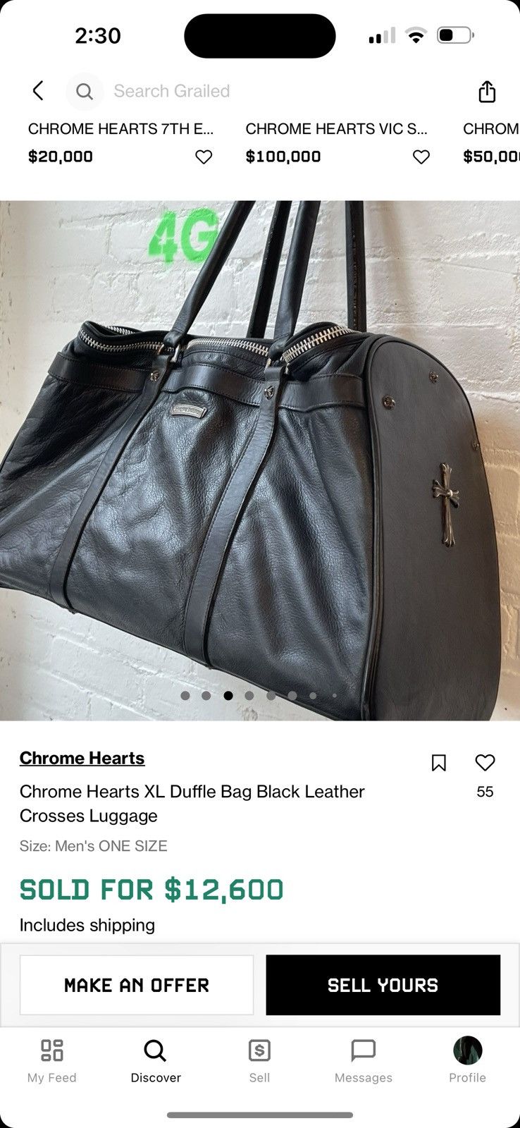 Chrome Hearts Chrome Hearts XL Duffle Bag Black Leather Crosses Luggage Size ONE SIZE - 16 Thumbnail