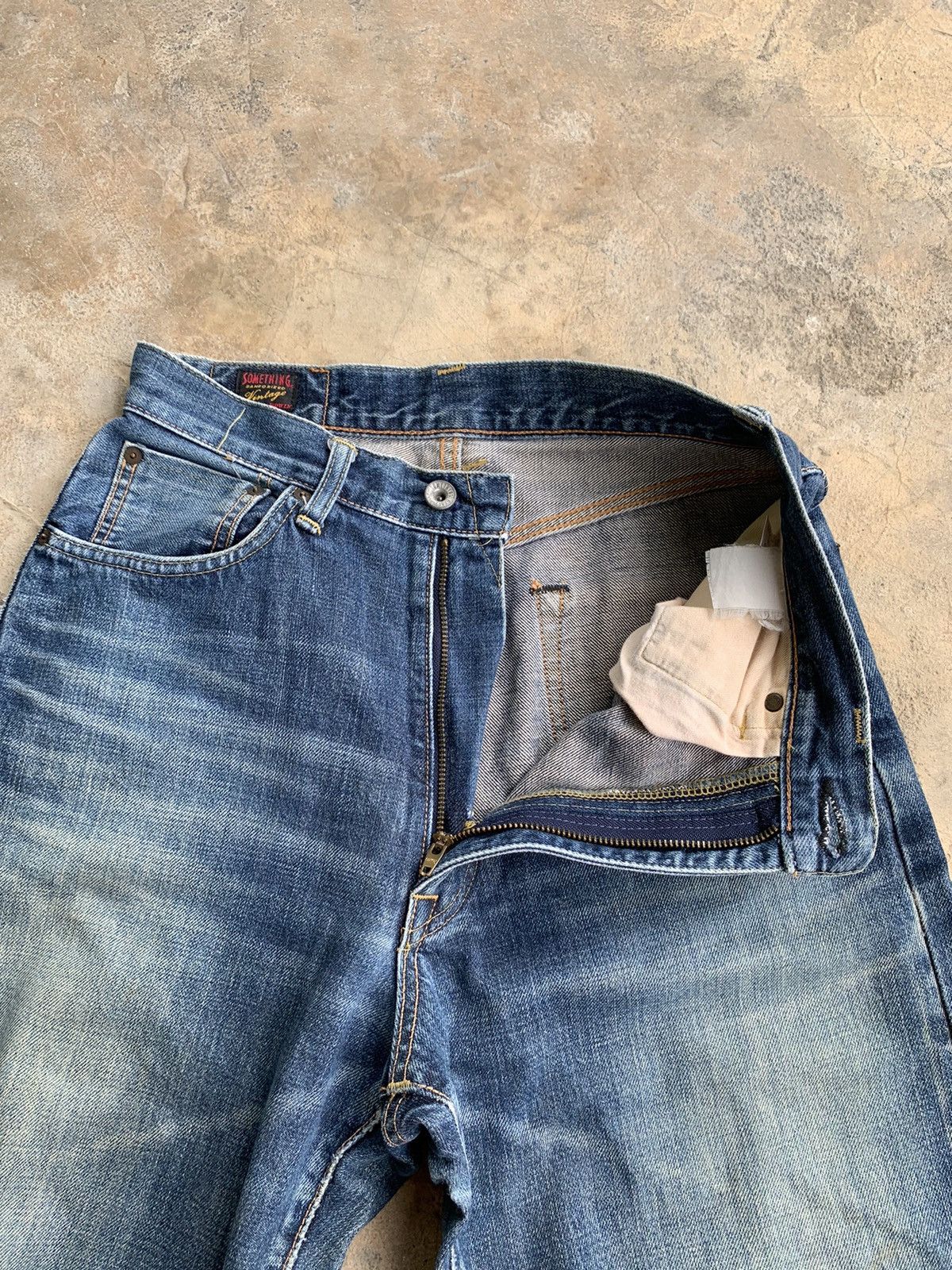 Edwin × Jean Baggy Jeans Something By Edwin 505 Selvedge Distressed Denim Size US 27 - 10 Thumbnail