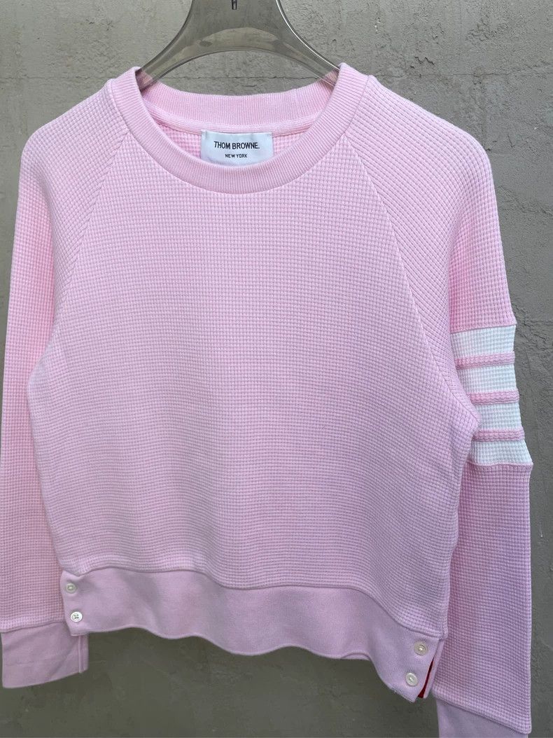 Thom Browne Thom browne Cherry blossom pink four-striped waffle round-n Size S / US 4 / IT 40 - 3 Thumbnail