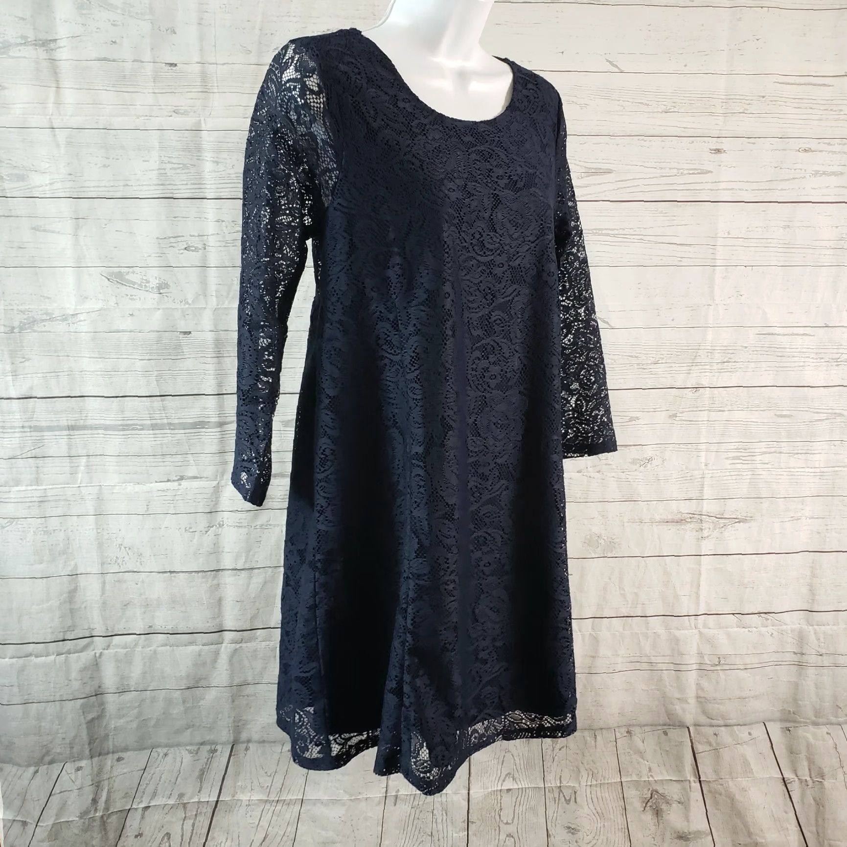 Abercrombie & Fitch Abercrombie & Fitch Womens Dress Mini Sz S Blue Lace 3/4 Sleeve Size S / US 4 / IT 40 - 2 Thumbnail