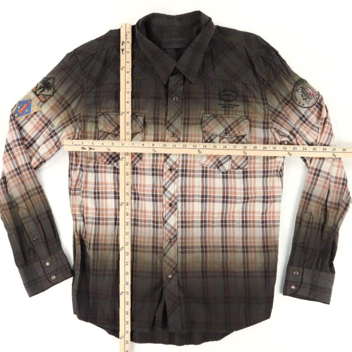 Vintage Indigo Syndikat USA Army Dip Dyed Pearl Snap Cotton Plaid Shirt XL Men Size US XL / EU 56 / 4 - 3 Thumbnail
