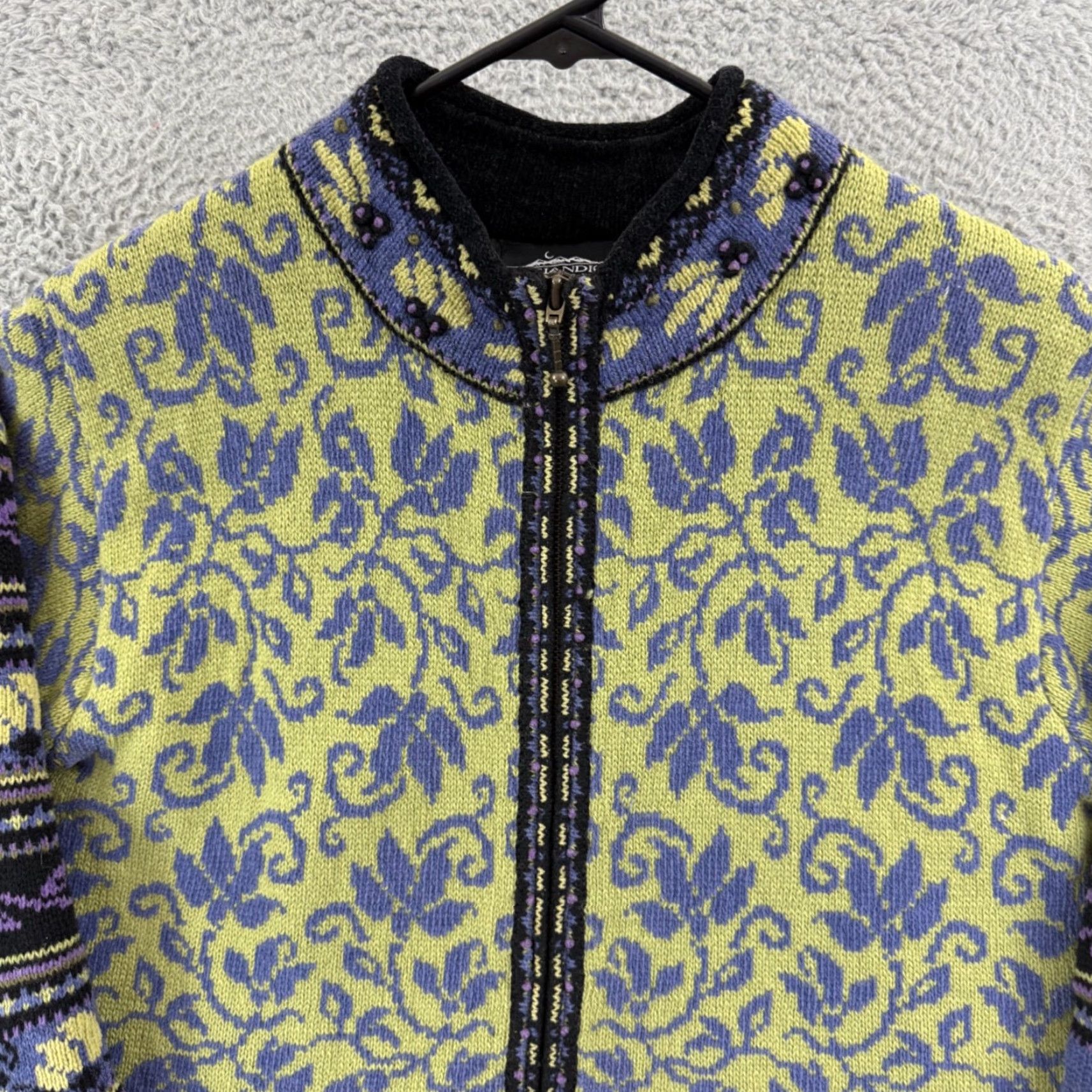 Vintage VINTAGE Icelandic Design Sweater Womens Medium Wool Floral Zip Up Nordic Outdoor Knit Full Zip Size M / US 6-8 / IT 42-44 - 3 Thumbnail