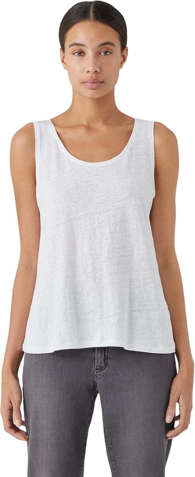 Eileen Fisher Eileen Fisher Organic Linen Jersey Tank White ( L ) Size L / US 10 / IT 46 - 3 Thumbnail