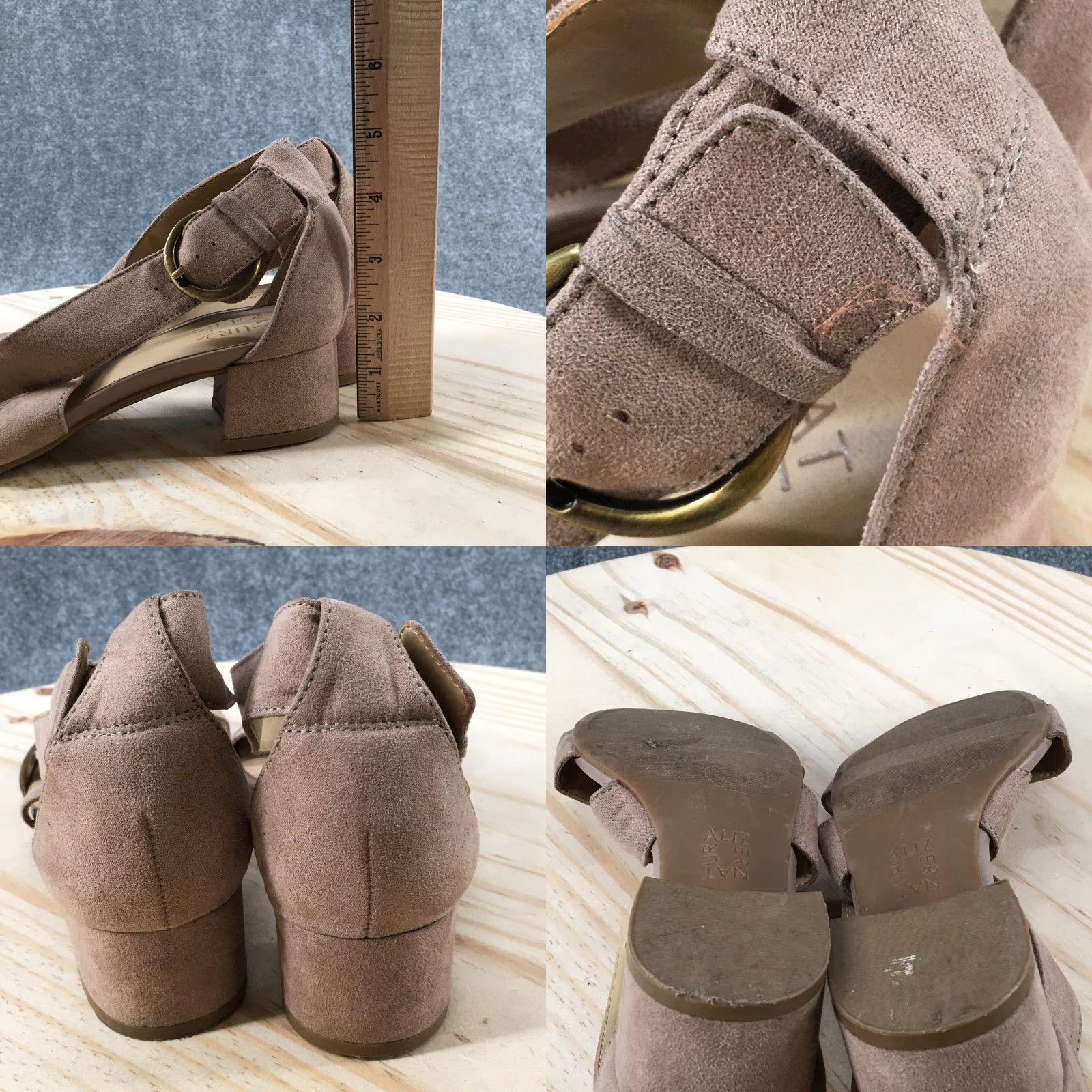 Naturalizer Naturalizer Sandals Amelia Strappy Low Heels Beige Fabric Buckle Womens 7 M Size US 7 / IT 37 - 8 Thumbnail