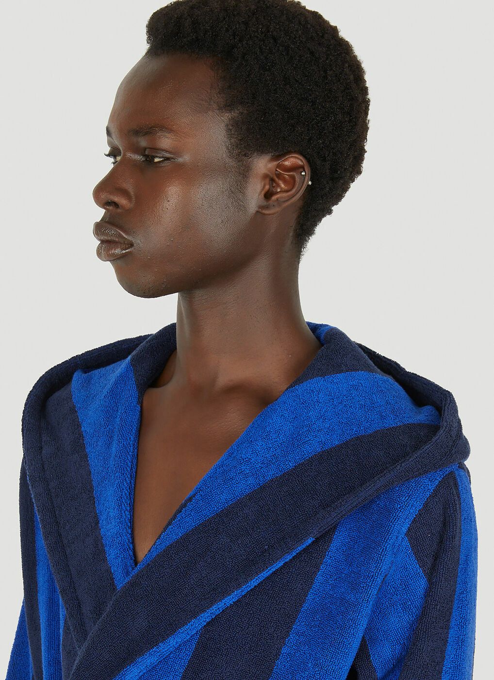 Tekla o1mle0325 Unisex Hooded Bathrobe in Navy Blockstripes Size US XL / EU 56 / 4 - 5 Thumbnail