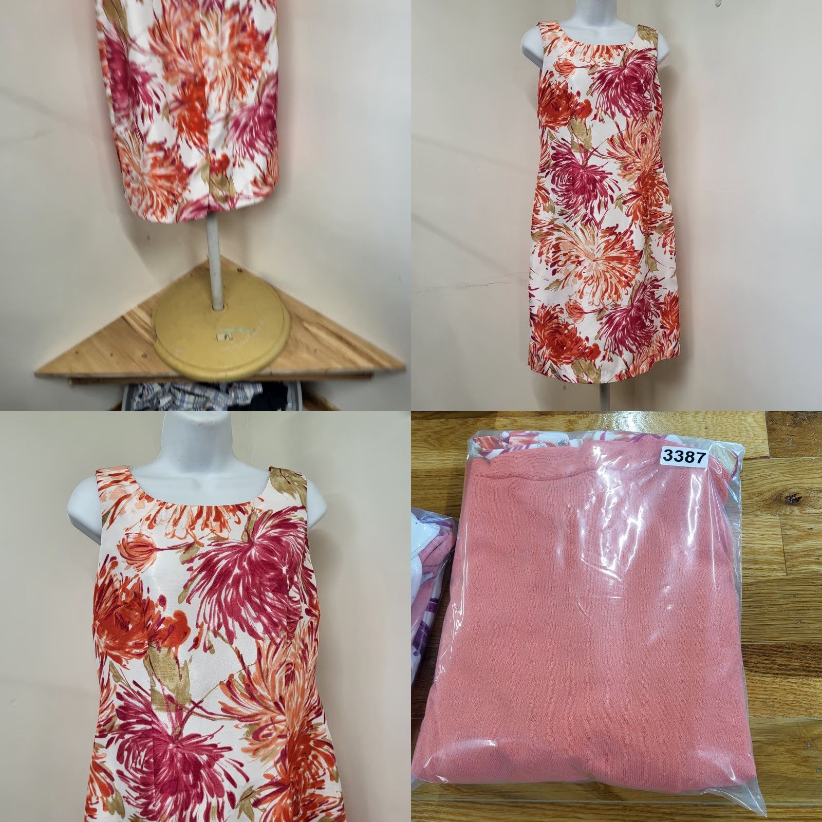 Vintage Studio 1 Two-Piece Dress Women's Size 6 Crew Neck Bodycon Floral Print Salmon Sleeveless Size M / US 6-8 / IT 42-44 - 10 Thumbnail