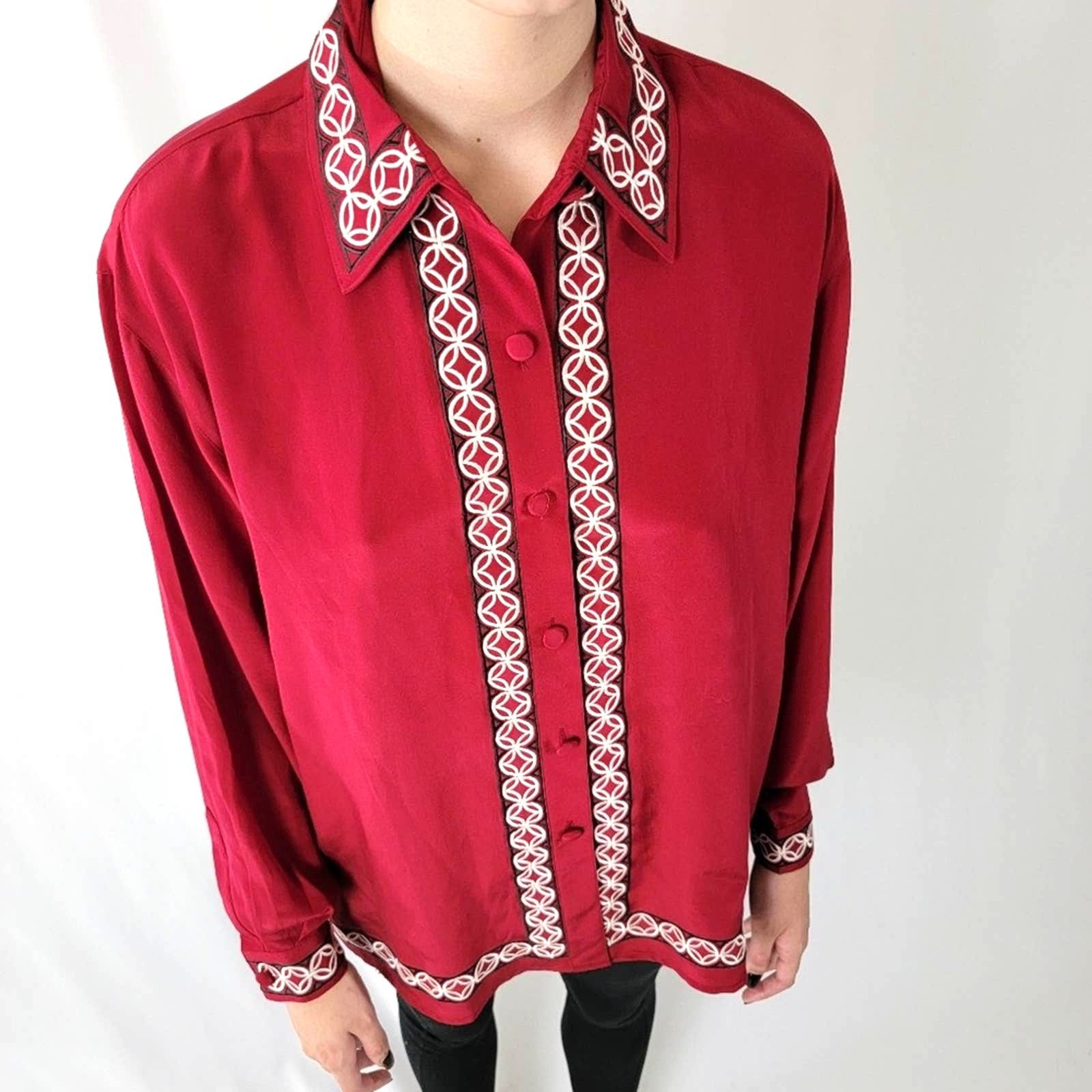 Diane von Furstenberg Vintage 90s Diane Von Furstenburg Silk Blouse Button Up Top Size S / US 4 / IT 40 - 2 Thumbnail