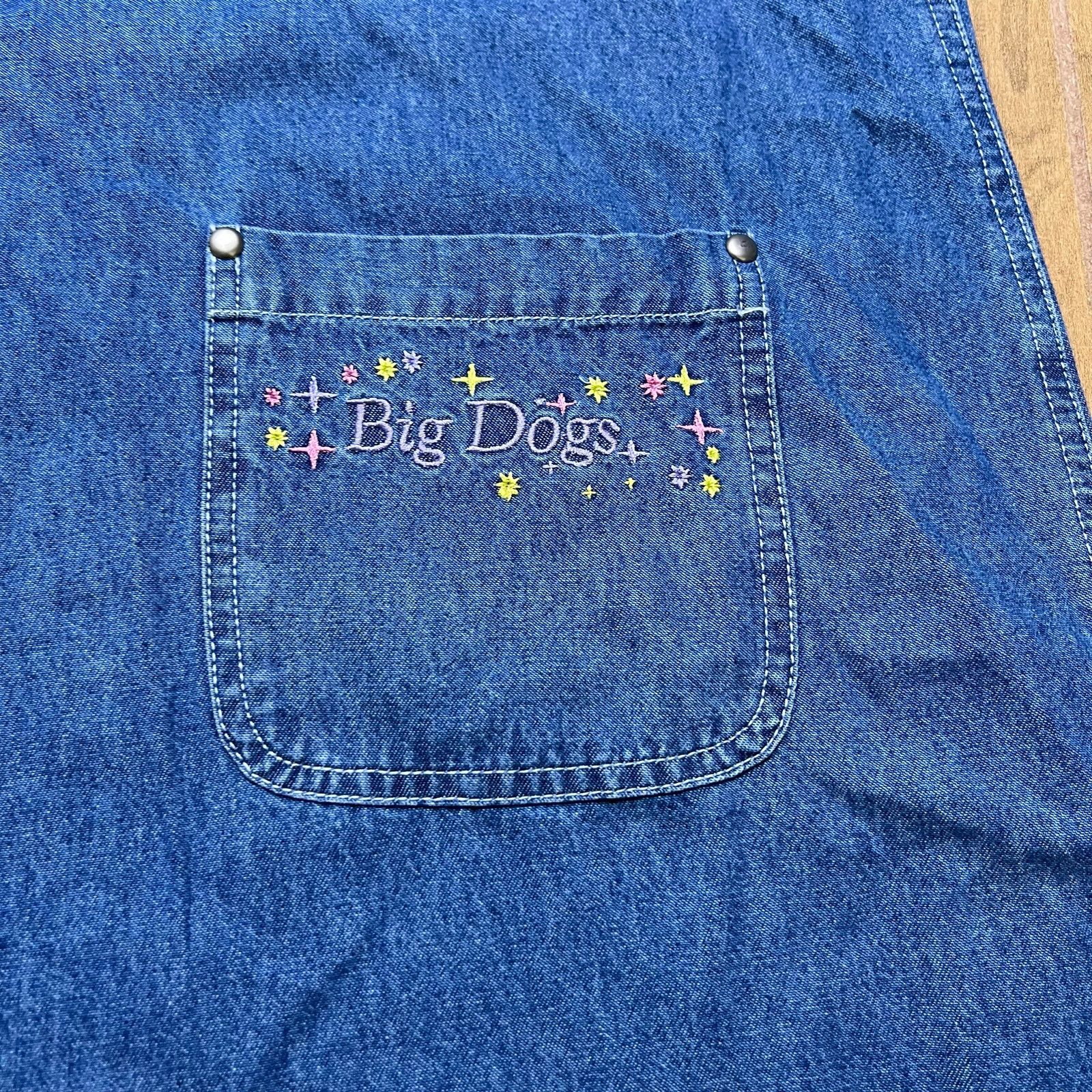 Big Dogs Vintage Big Dog Denim Embroidered Overall Dress Women 18/20 Size XXL / US 16-18 / IT 52-54 - 16 Thumbnail