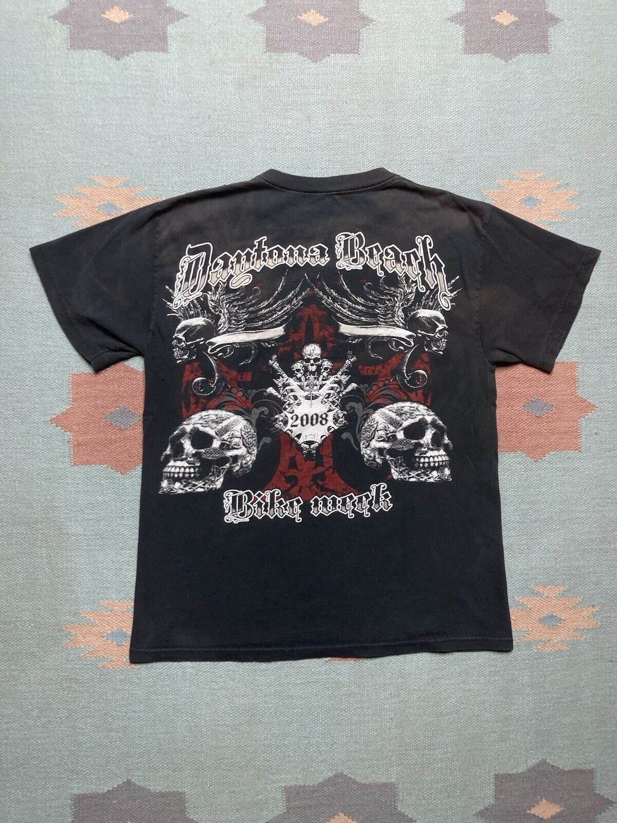 Vintage VTG y2k t shirt Daytona bike week skulls grunge faded goth M Size US M / EU 48-50 / 2 - 5 Thumbnail
