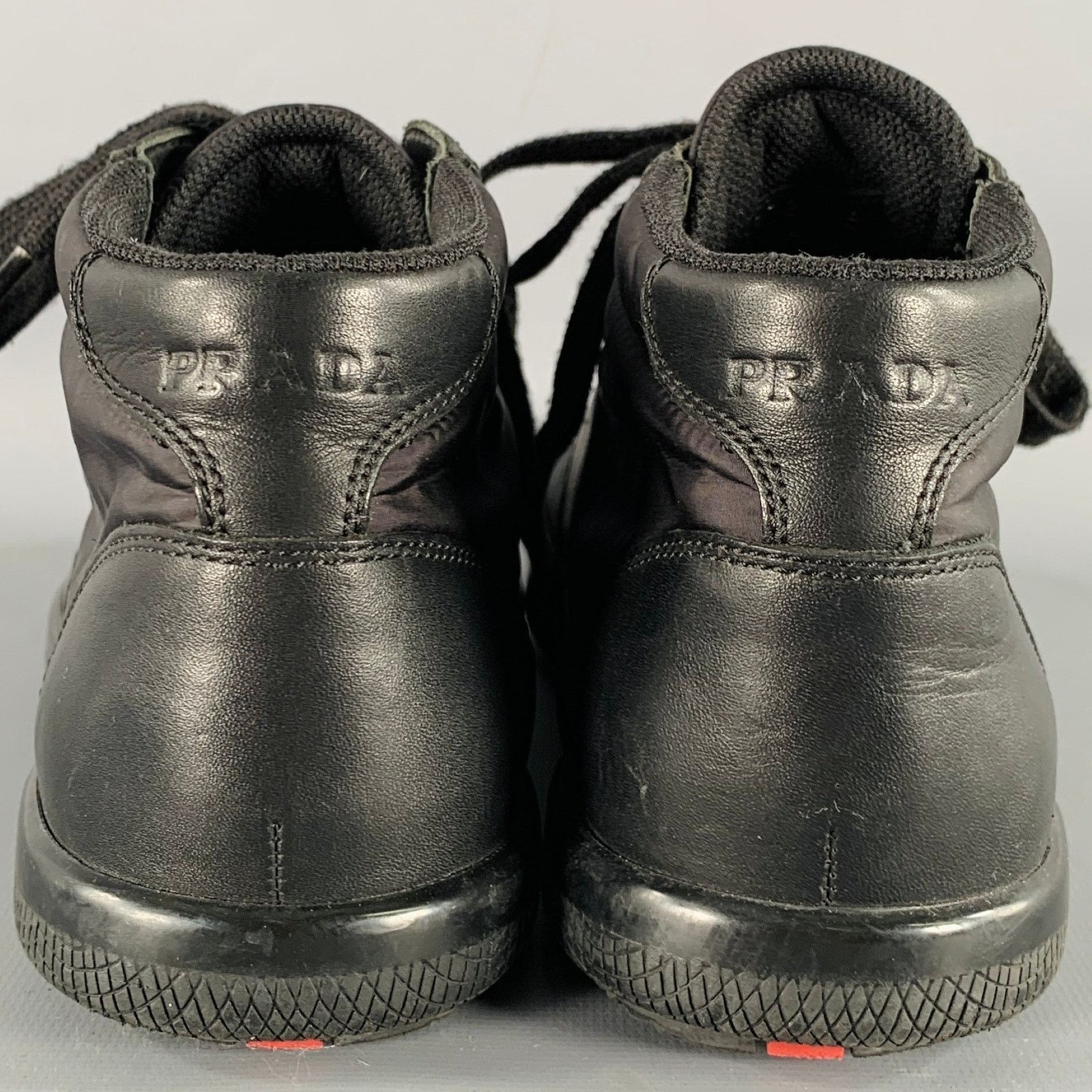 Prada Size 7 Black Mixed Fabrics Nylon Leather Lace-Up Sneakers Size US 7 / EU 40 - 3 Thumbnail