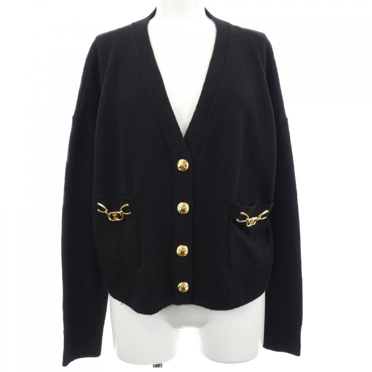 Celine Celine Celine Triomphe Gourmette Cropped 100% Cashmere Cardigan Others Tops 2A87T207O DUTY FREE for USA Size ONE SIZE - 1 Thumbnail