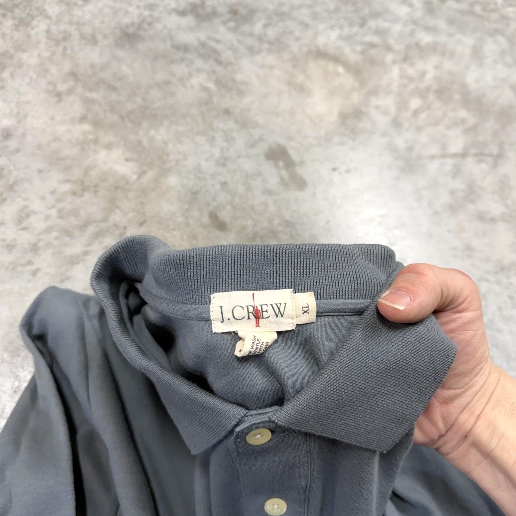 J.Crew J.Crew Polo Shirt Mens XL Gray Solid Long Sleeve Jersey Cotton Knit Casual Size US XL / EU 56 / 4 - 2 Thumbnail
