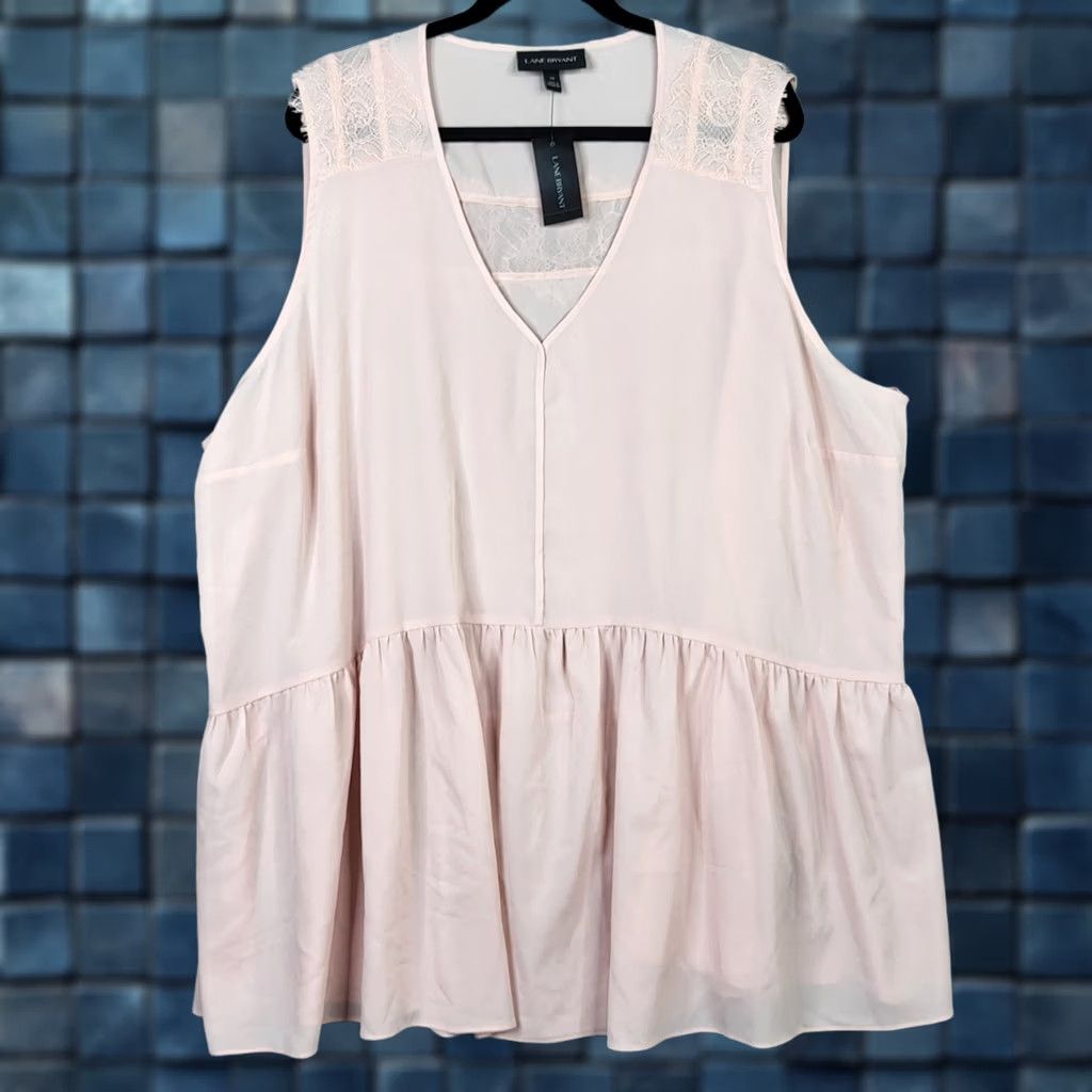 Vintage Lane Bryant Women’s Plus Tank Top V-Neck Sleeveless Pink 28 Blouse Shirt Reg Fit Casual Size 4XL / US 24-26 - 1 Thumbnail