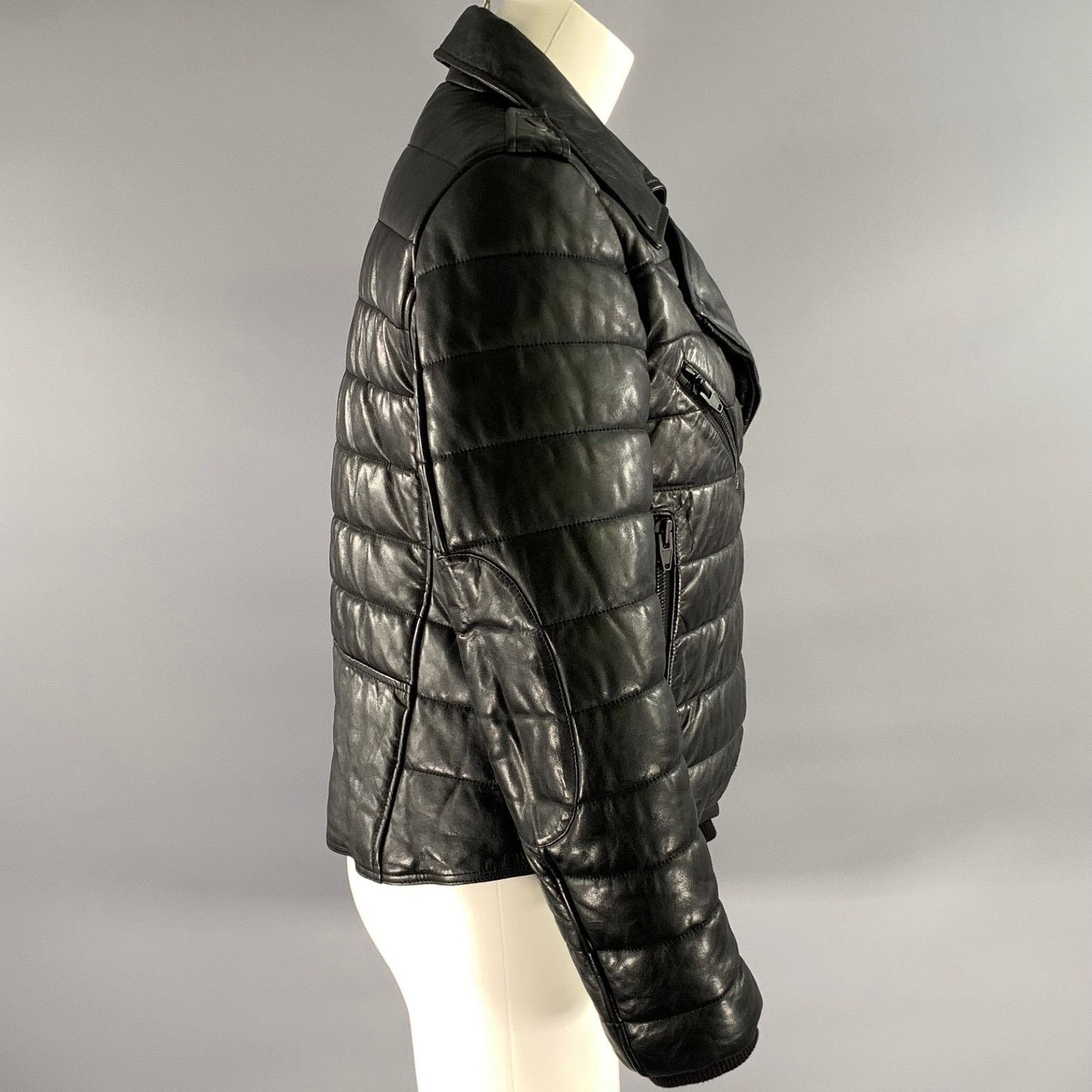 Alexander Wang ALEXANDER WANG Black Leather Quilted Moto Racer Jacket Size M / US 6-8 / IT 42-44 - 3 Thumbnail