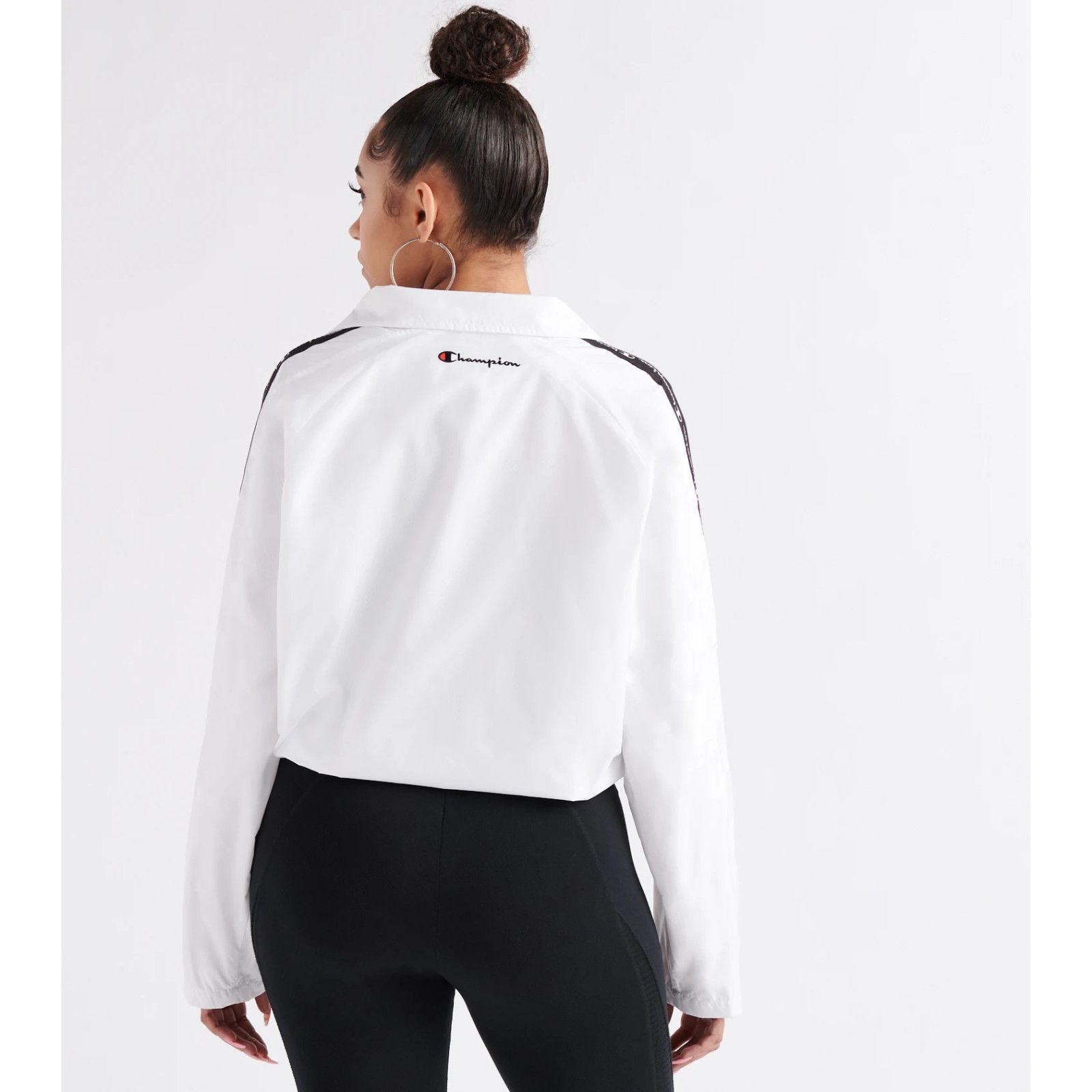 Champion Champion Jacket Women L Cropped White Snap Tape Coaches Size L / US 10 / IT 46 - 5 Thumbnail