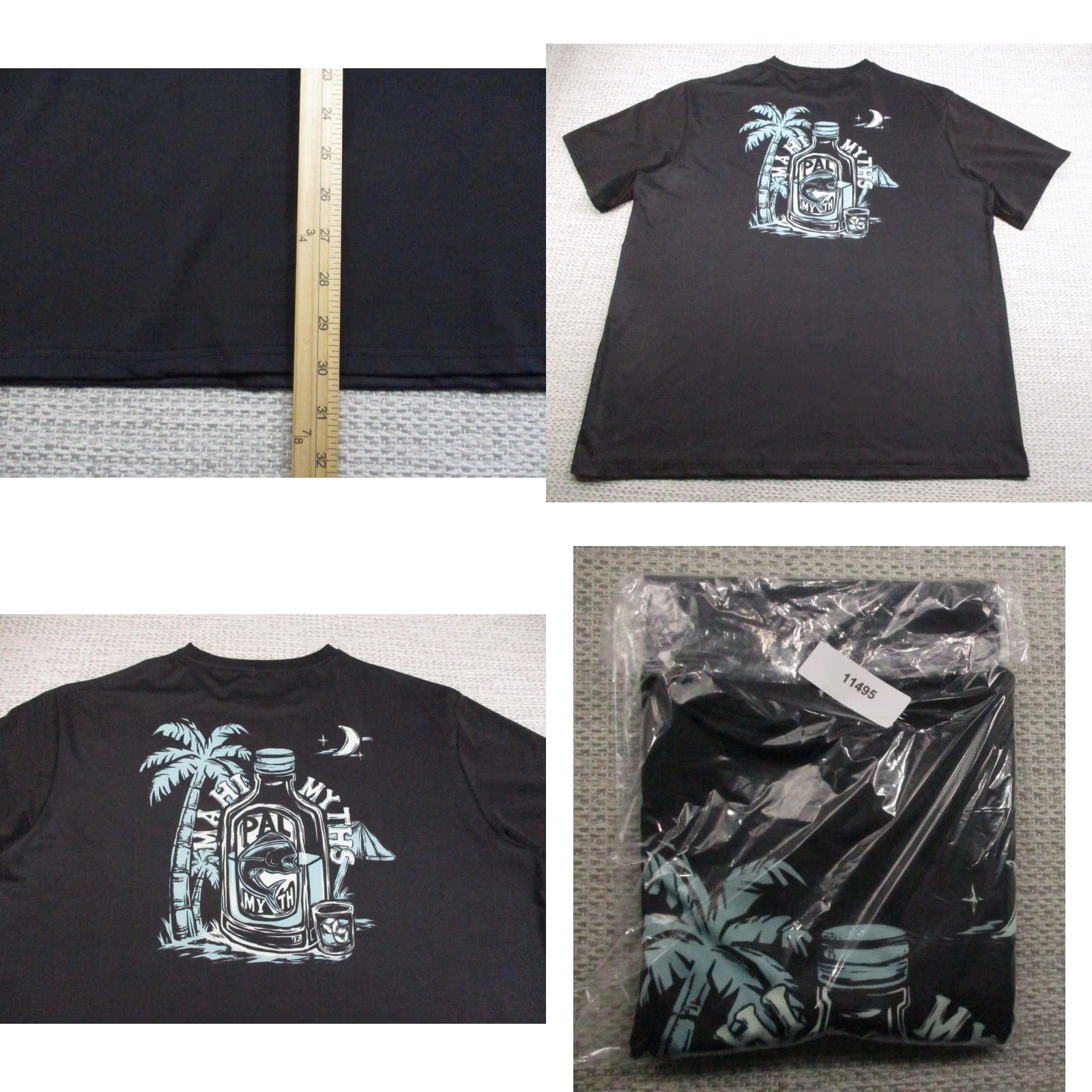 Vintage Palmyth Shirt Mens 2XL Black Performance Fishing Graphic Mahi Myths Short Sleeve Size US XXL / EU 58 / 5 - 8 Thumbnail
