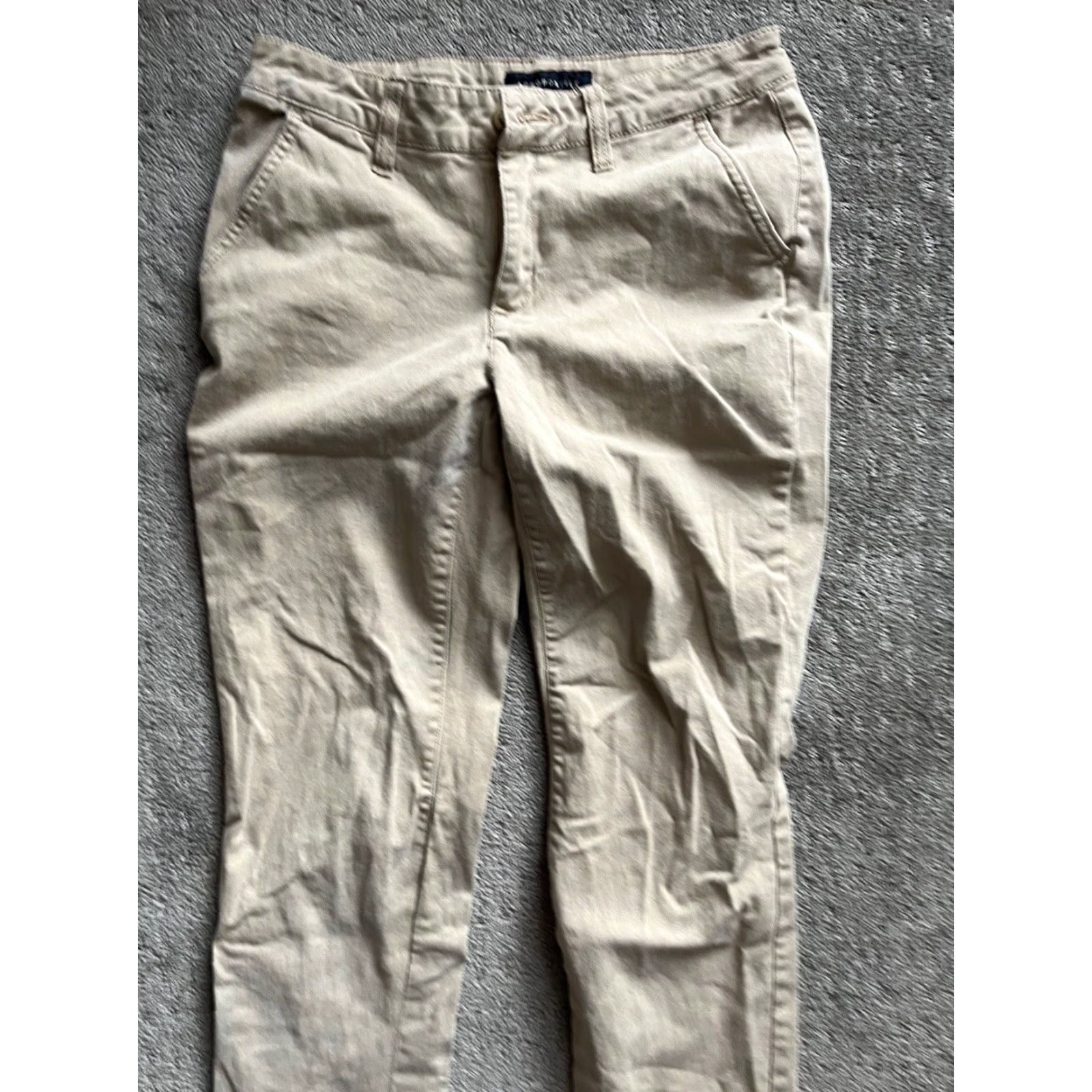 Vintage Aero Pants Classic Stretch Flat Front Beige Women's Size 4 Long - Cotton Spandex Flat Front Straight Leg Ready to Wear Womens Pants Size 27" / US 4 / IT 40 - 2 Thumbnail
