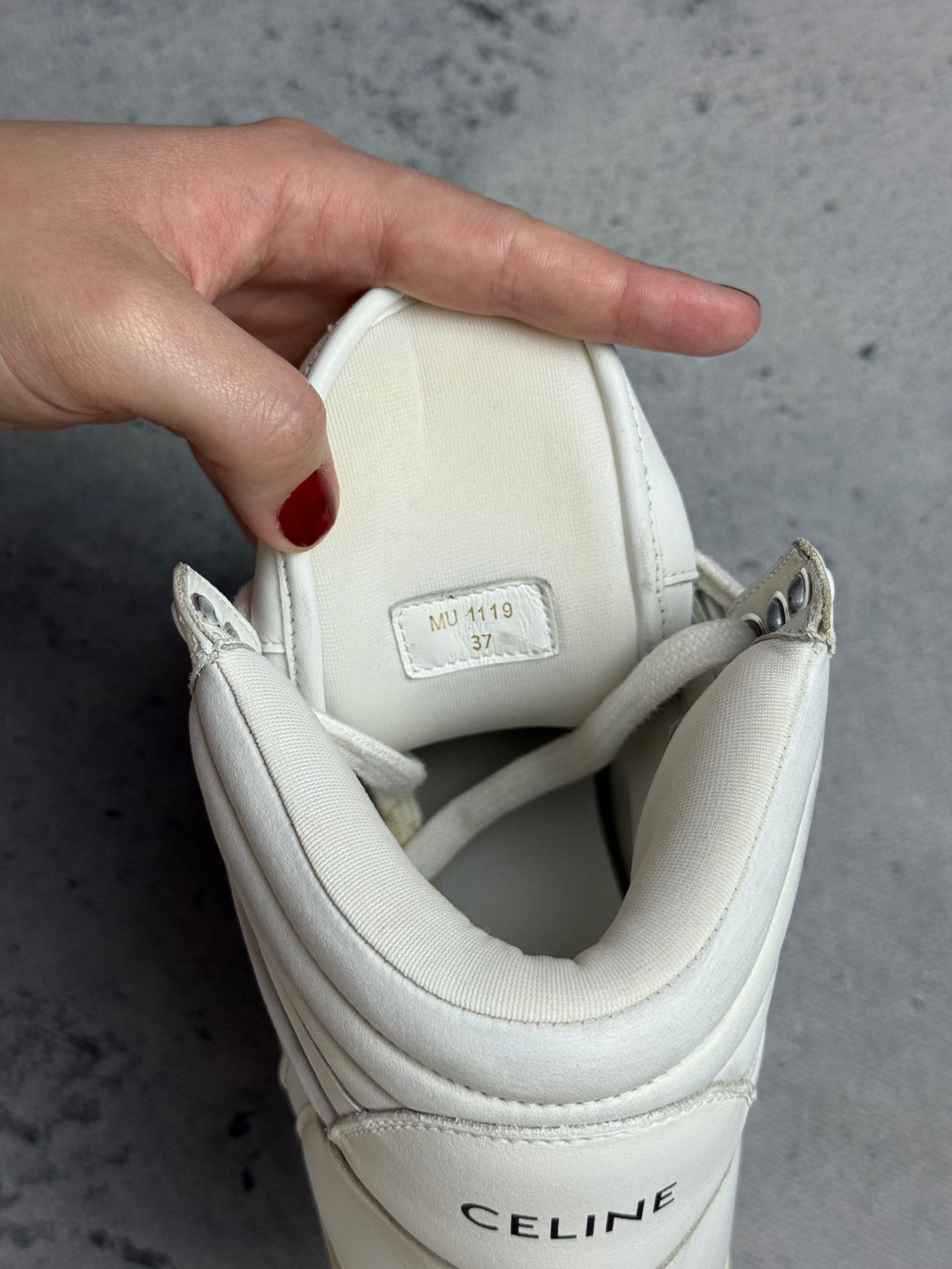 Celine Celine Break White Leather High-Top Sneakers Size 37 Luxury Size US 7 / IT 37 - 14 Thumbnail