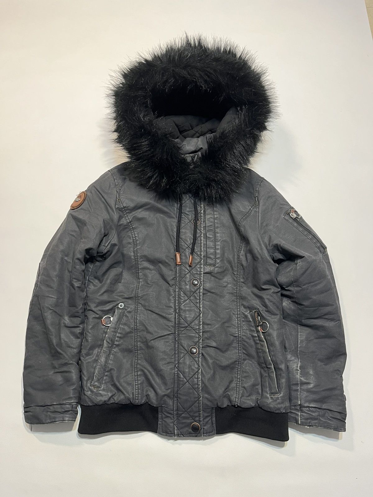 If Six Was Nine Vintage Khujo Waxed Fur Y2K Bomber Jacket Size US M / EU 48-50 / 2 - 1 Thumbnail